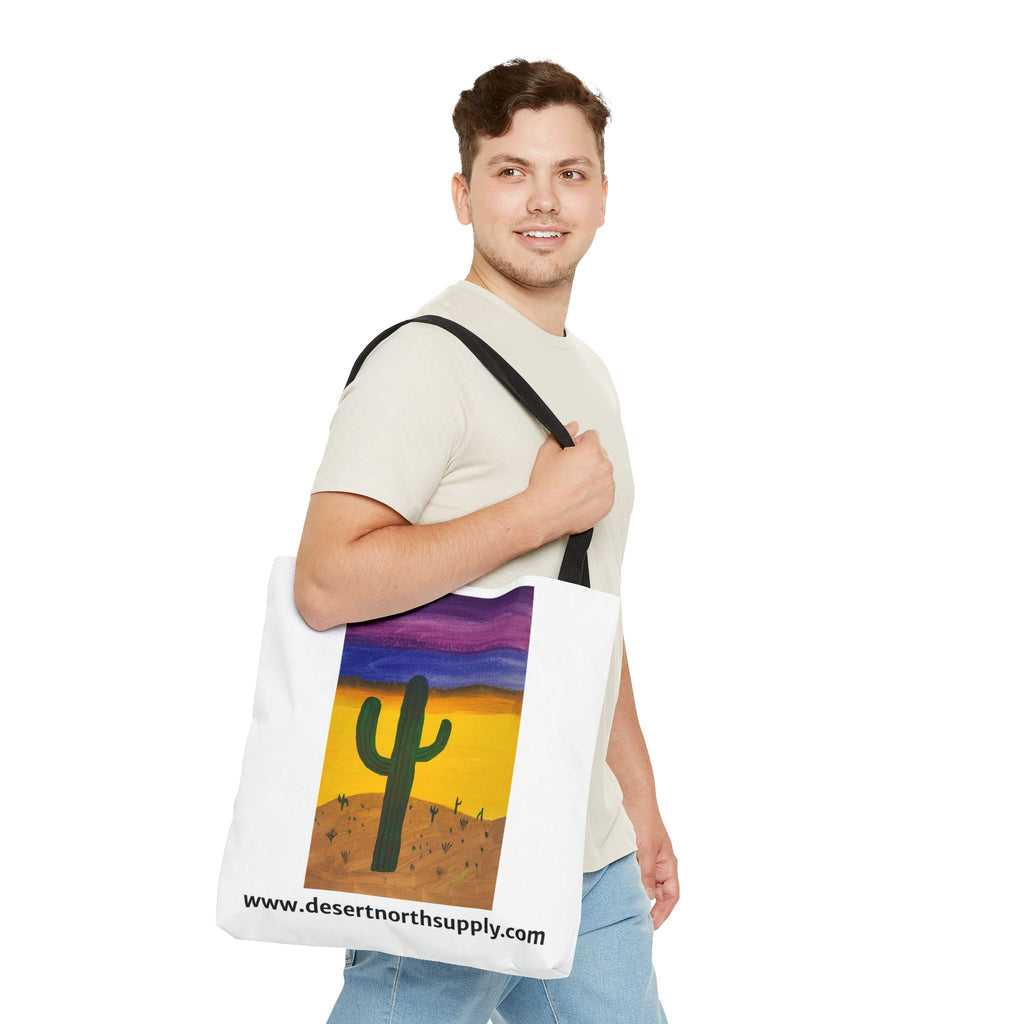 Desert Saguaro Cactus Canvas Tote Bag — "Alone" by John Ganger
