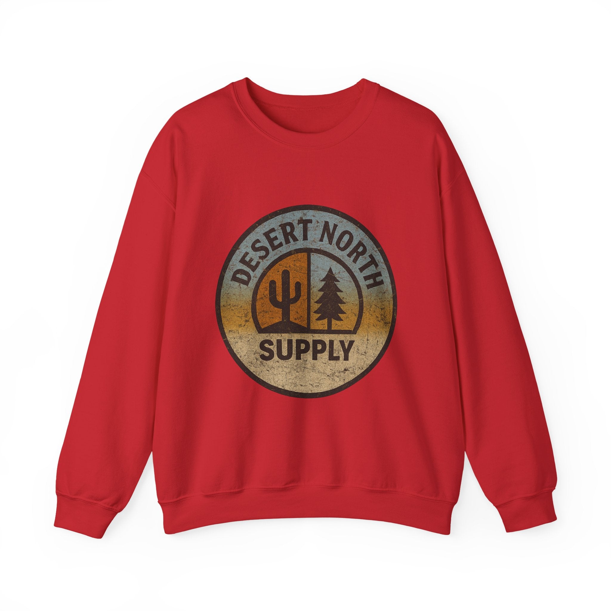 Desert North Supply Crewneck Sweatshirt – Vintage Cactus & Pine Logo