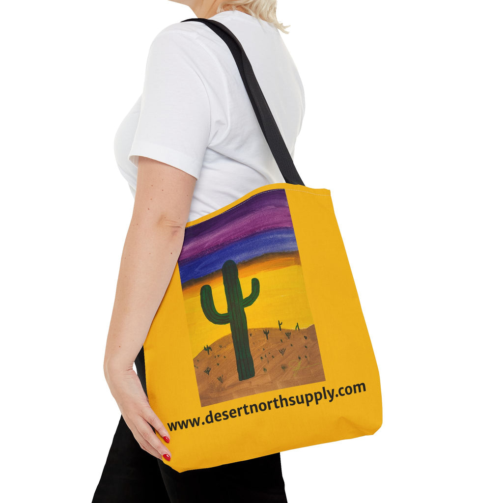 Desert Saguaro Cactus Canvas Tote Bag — "Alone" by John Ganger