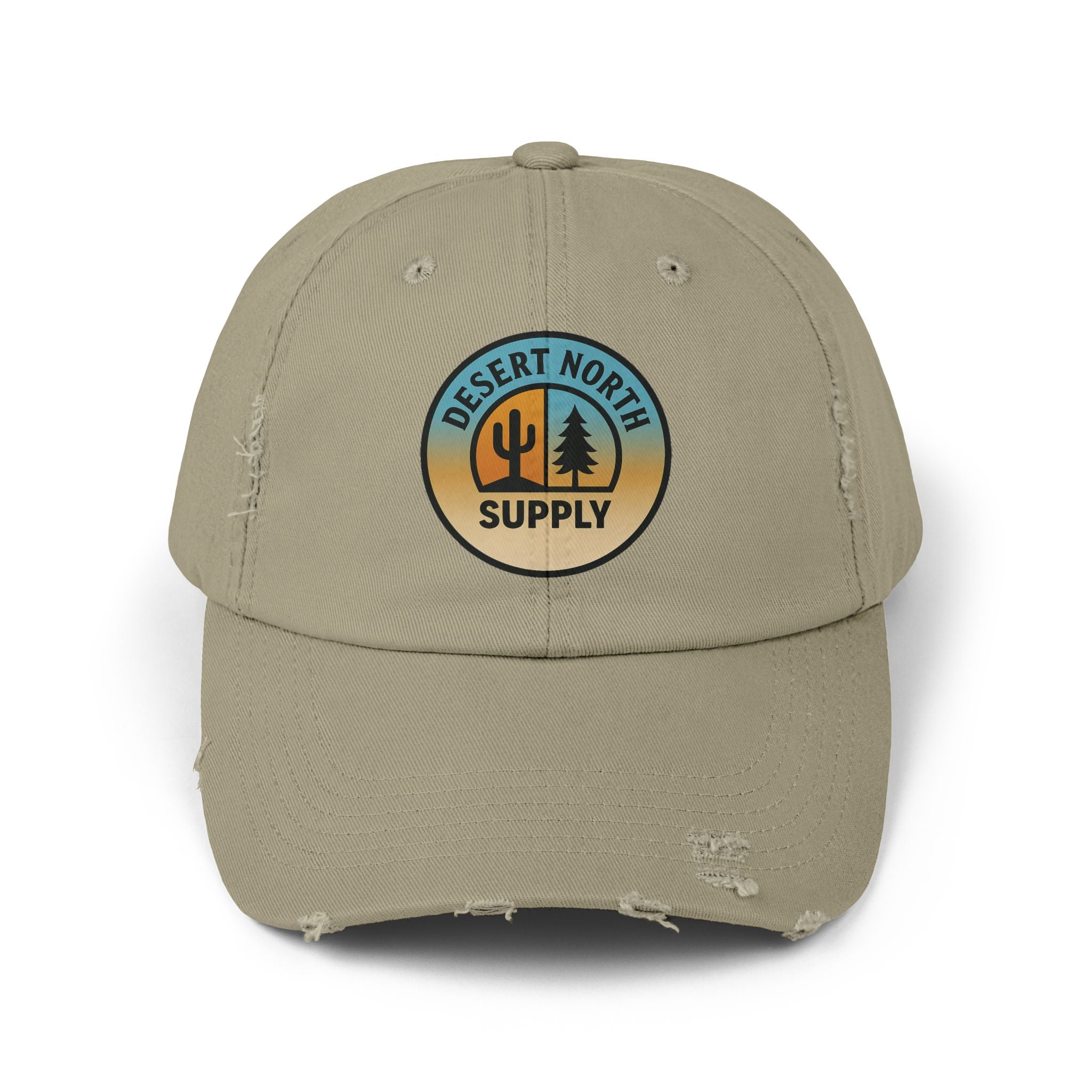 Desert North Supply Distressed Cap — Retro Sunset Cactus Logo Hat