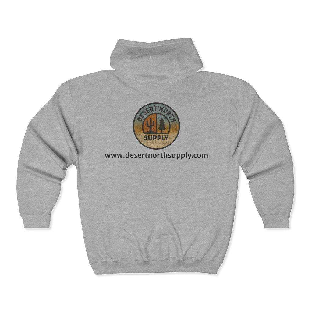 Desert North Supply Logo Zip Hoodie - Outdoor Adventure Full-Zip Sweatshirt