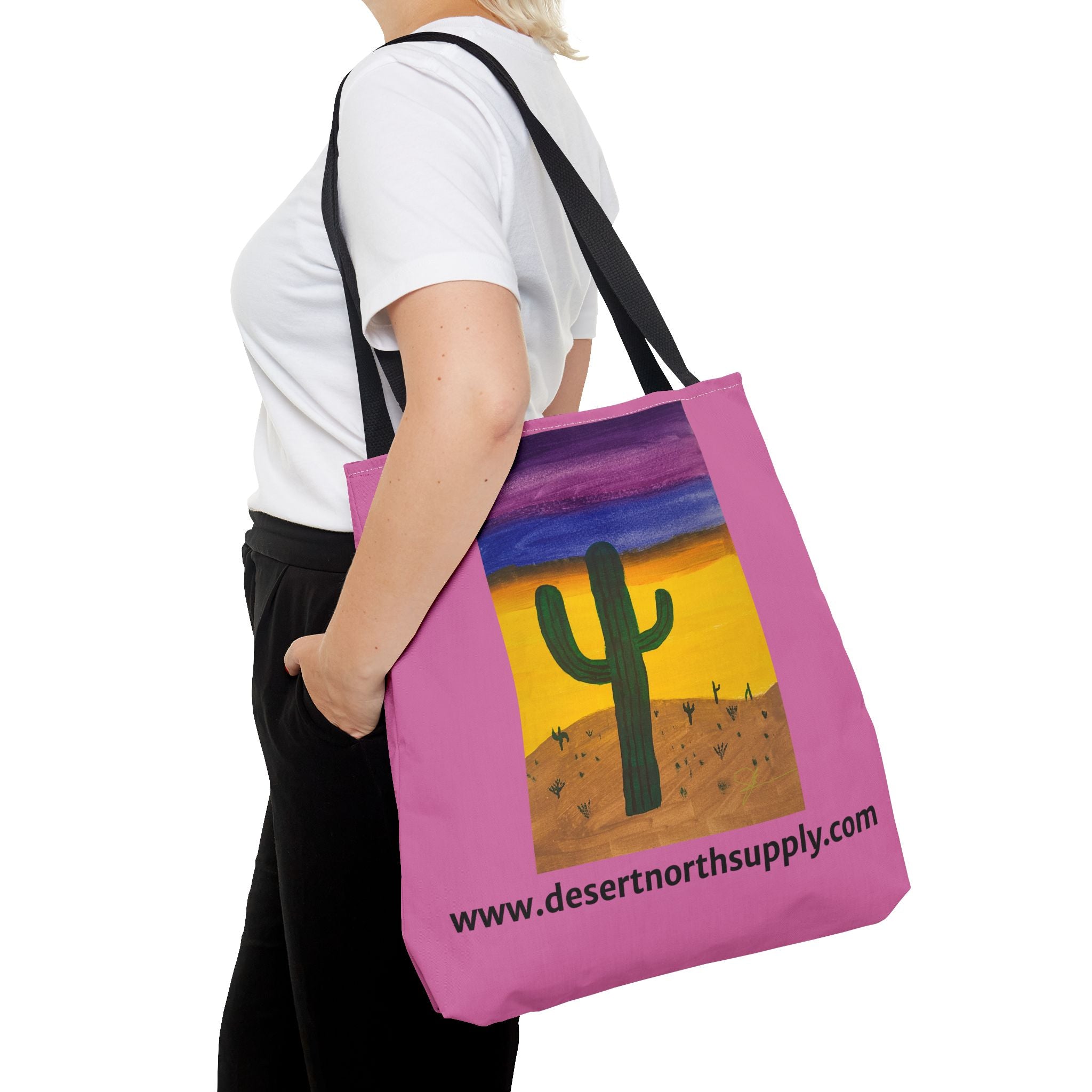 Desert Saguaro Cactus Canvas Tote Bag — "Alone" by John Ganger