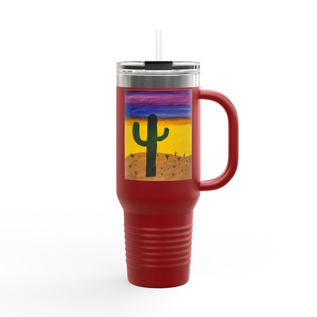40oz Insulated Travel Mug — Colorful Desert Cactus Design