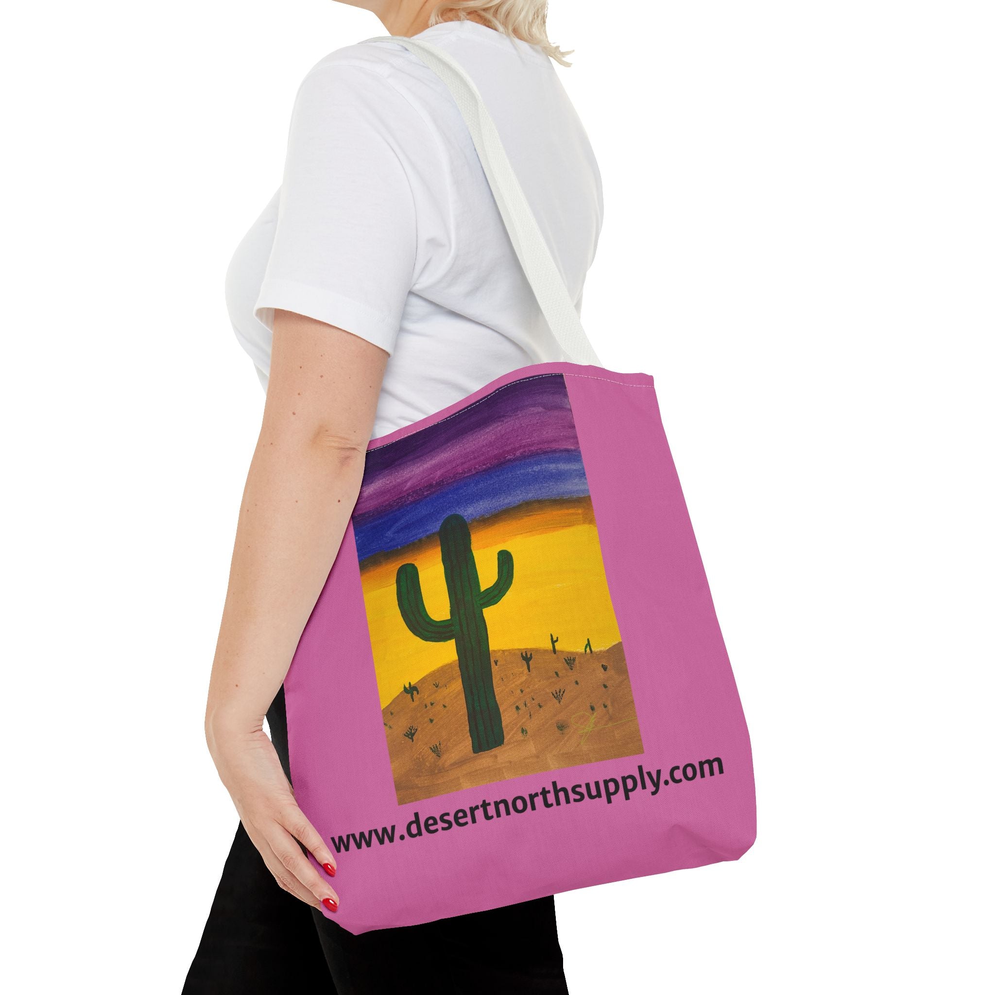 Desert Saguaro Cactus Canvas Tote Bag — "Alone" by John Ganger