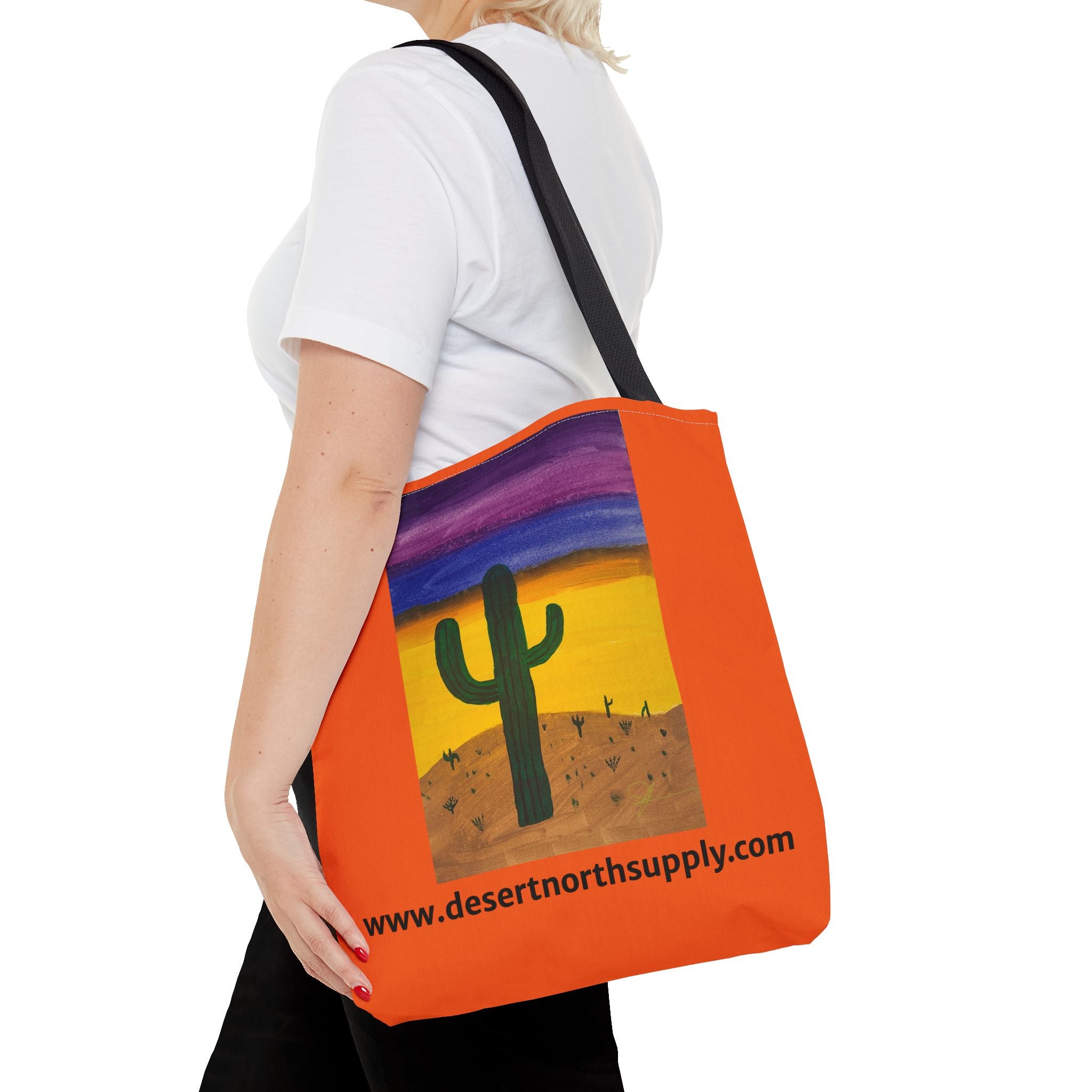 Desert Saguaro Cactus Canvas Tote Bag — "Alone" by John Ganger