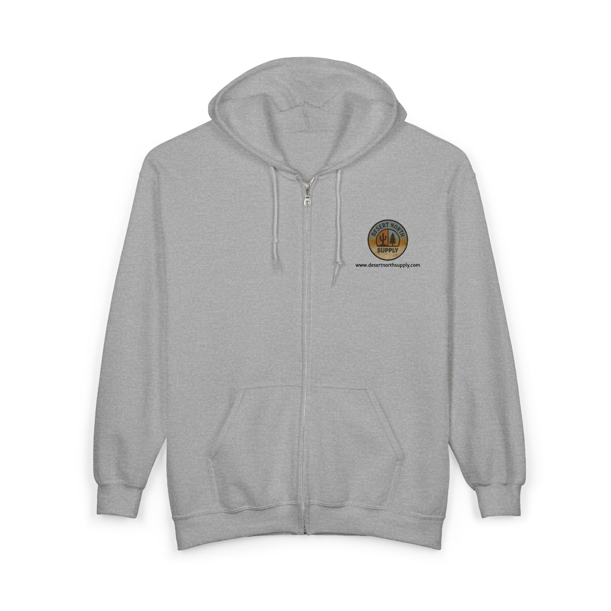 Desert North Supply Logo Zip Hoodie - Outdoor Adventure Full-Zip Sweatshirt
