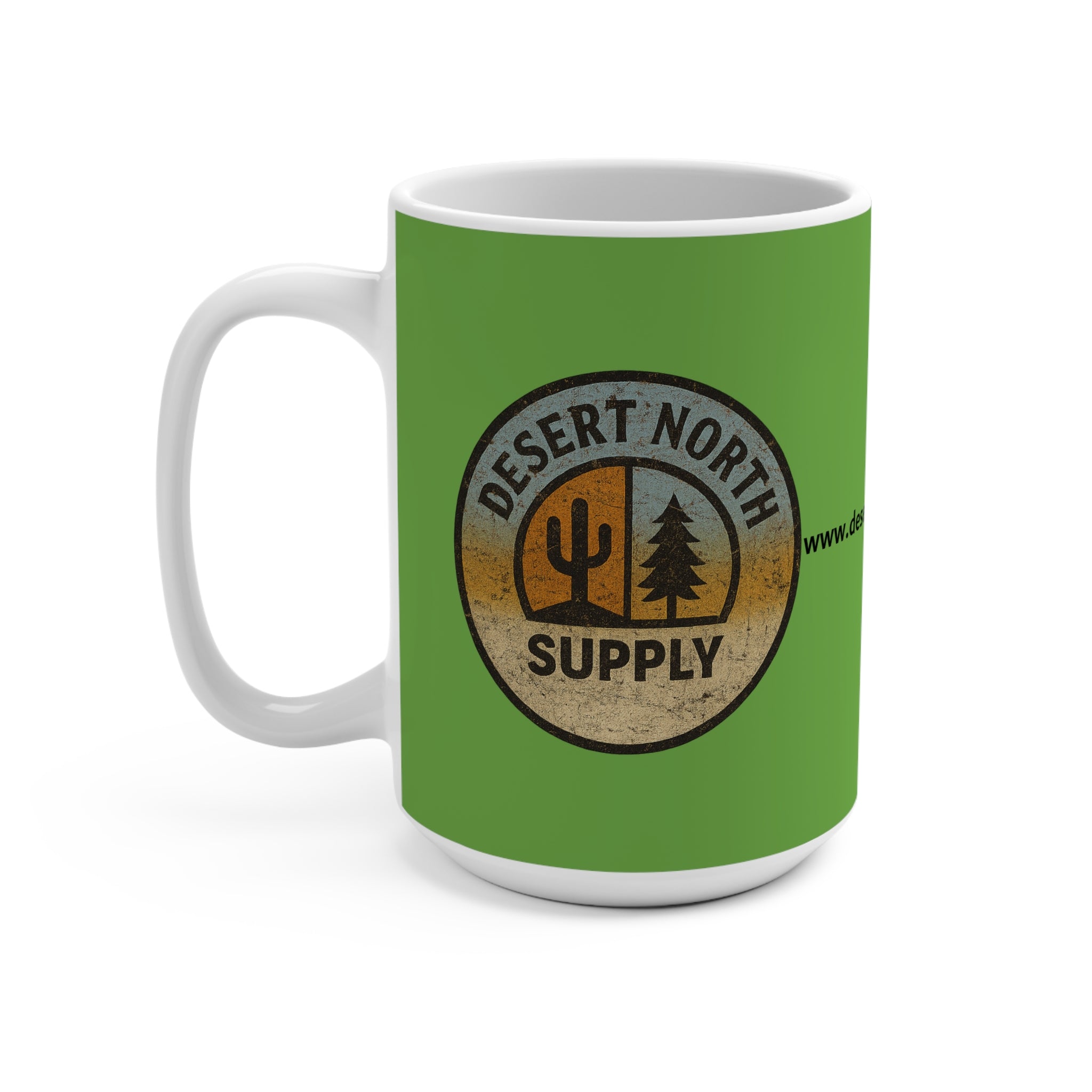 Desert North Supply Green 15oz Mug — Vintage Outdoor Camping Coffee Cup