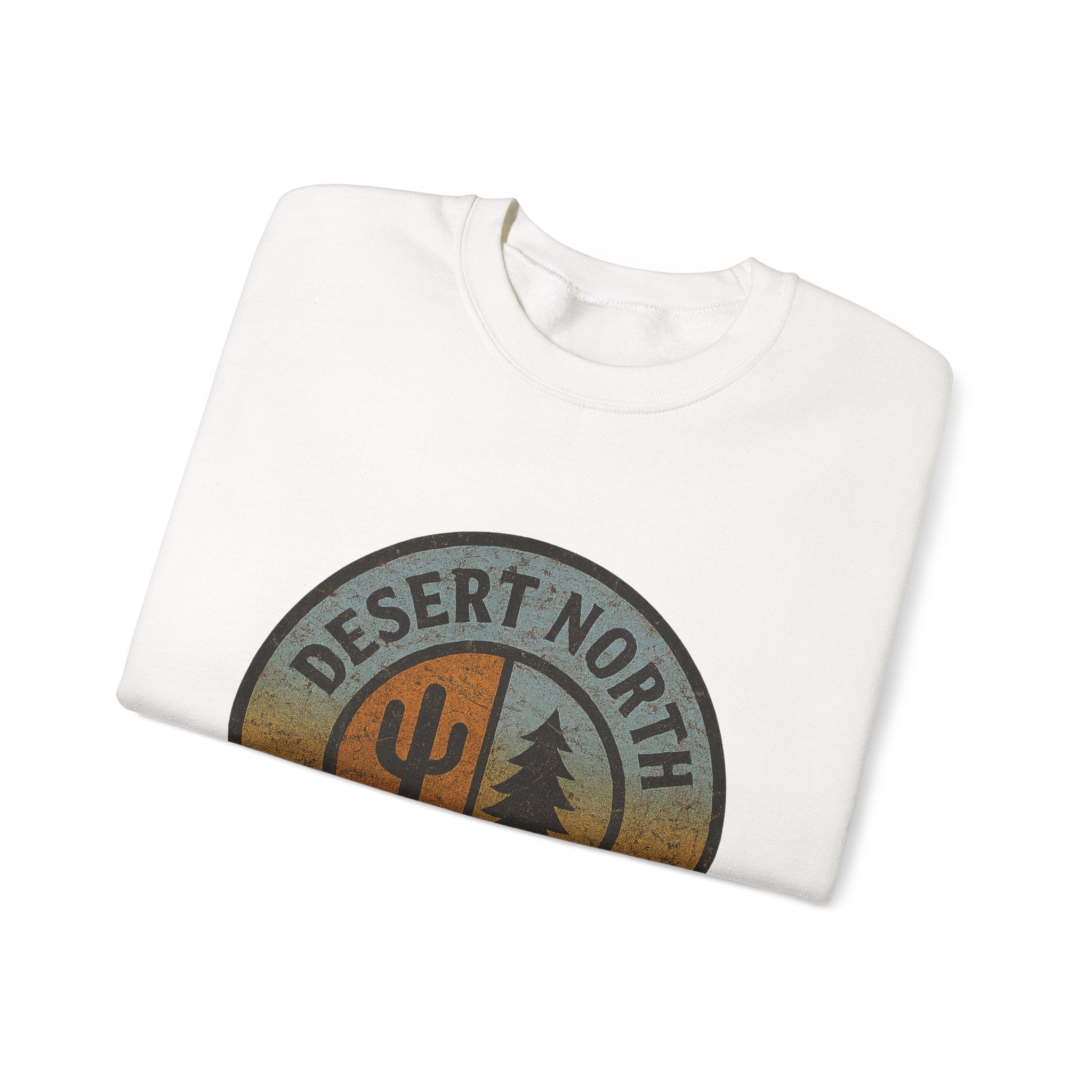 Desert North Supply Crewneck Sweatshirt – Vintage Cactus & Pine Logo
