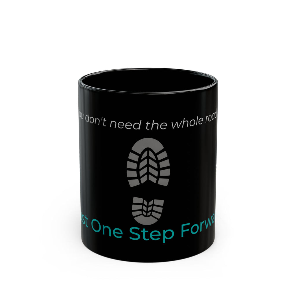 Choose Forward Black Mug — "Just One Step Forward"