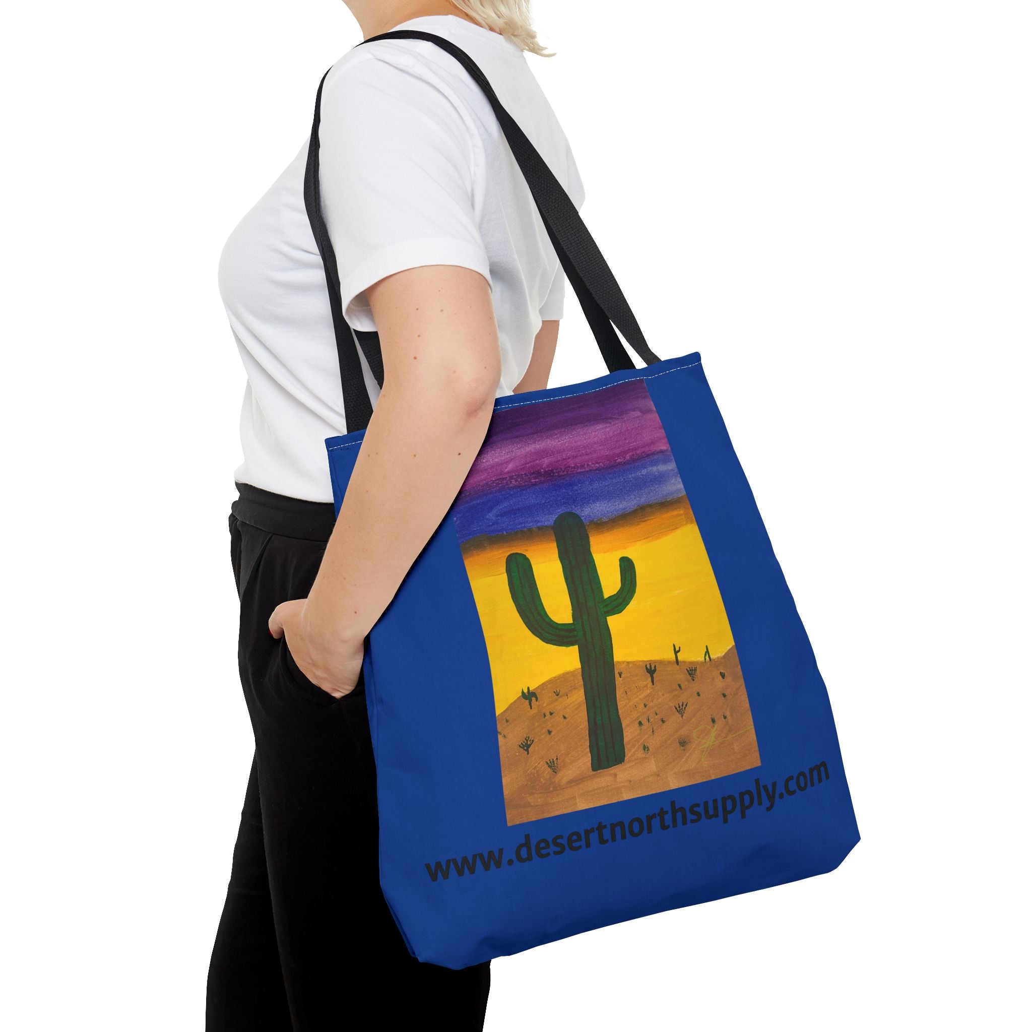 Desert Saguaro Cactus Canvas Tote Bag — "Alone" by John Ganger