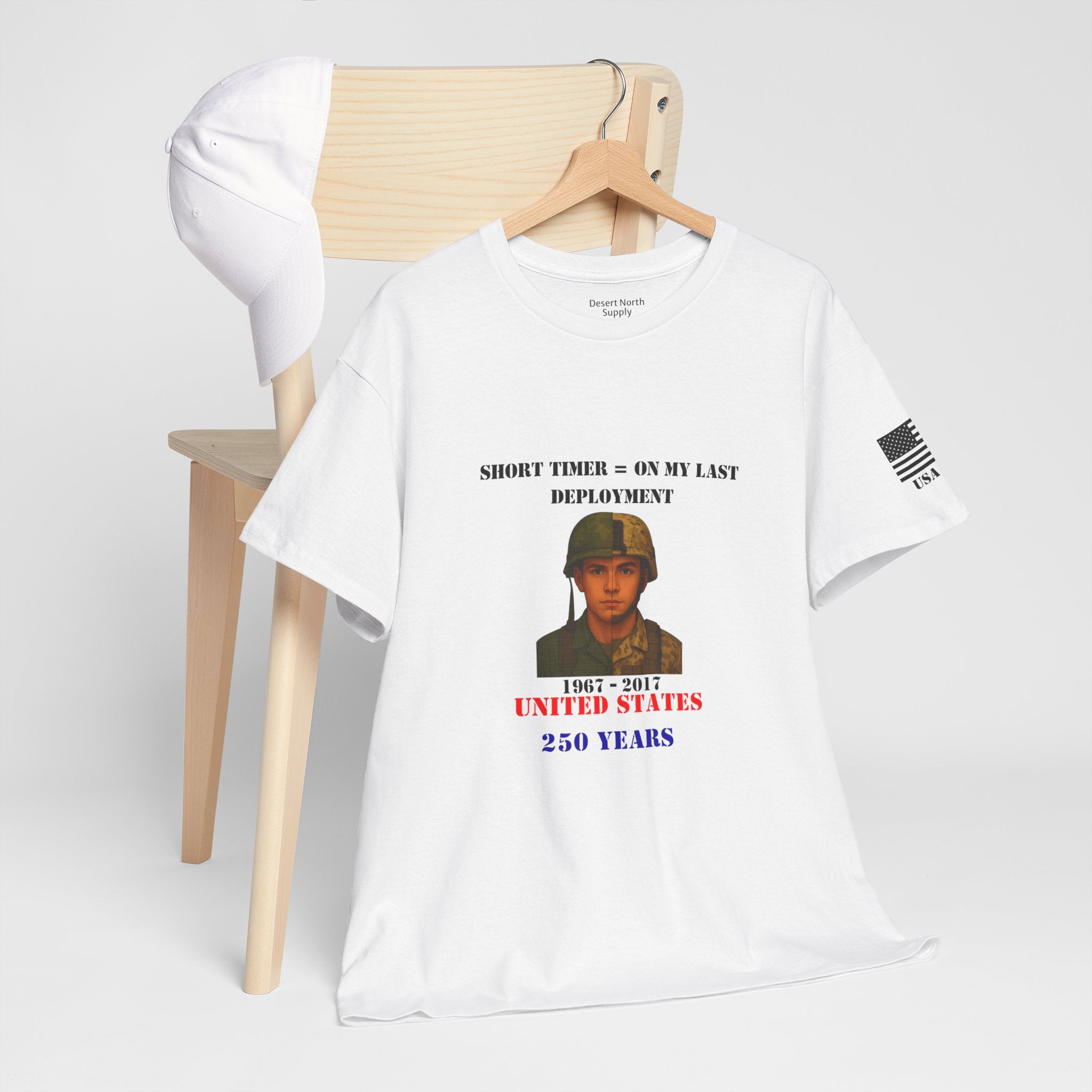 USA 250 Shirt 1967–2017 Split‑Era Soldier Tee Short Timer = On My Last Deployment Vietnam to OEF Veteran T‑Shirt