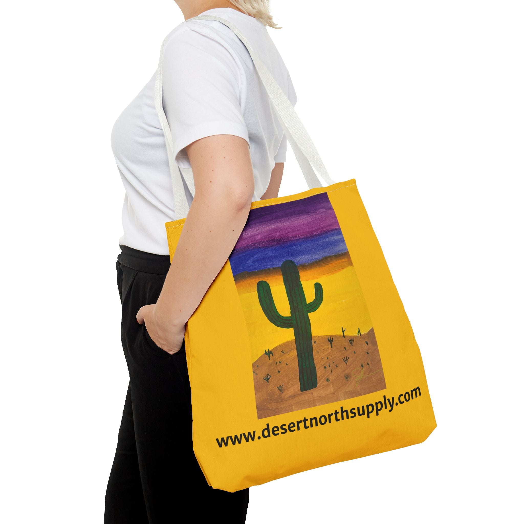 Desert Saguaro Cactus Canvas Tote Bag — "Alone" by John Ganger