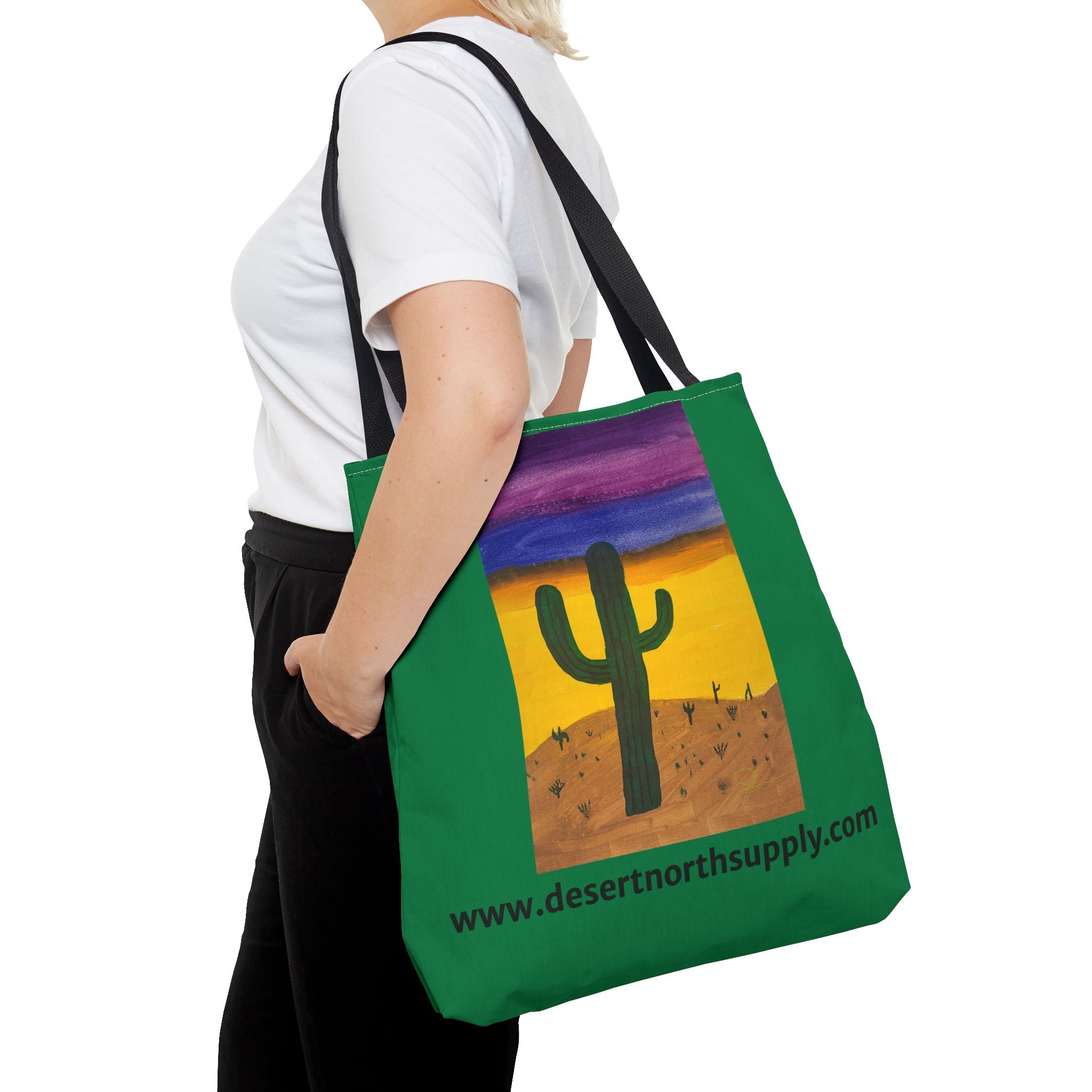 Desert Saguaro Cactus Canvas Tote Bag — "Alone" by John Ganger