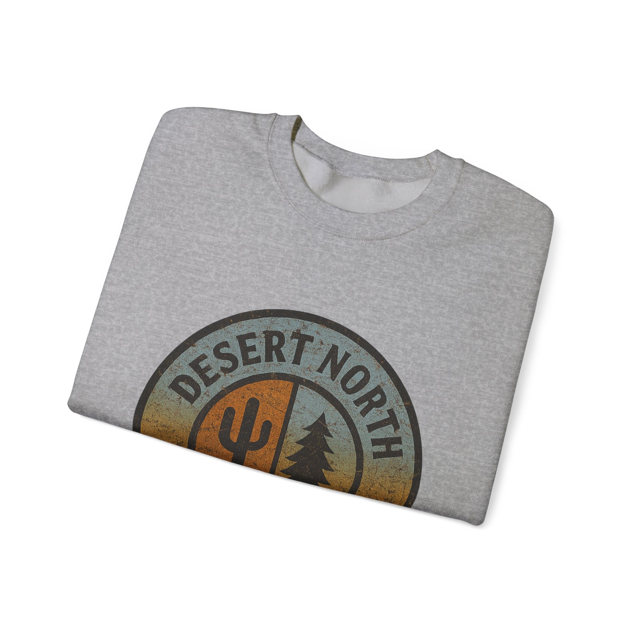 Desert North Supply Crewneck Sweatshirt – Vintage Cactus & Pine Logo
