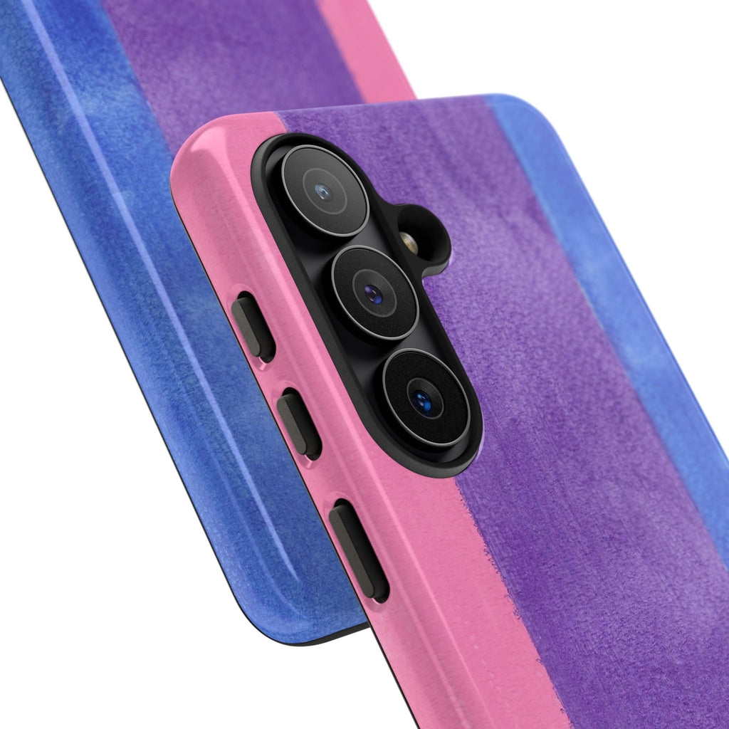 Watercolor Stripe Tough Phone Case — Pink Purple Blue Pride Protective Cover