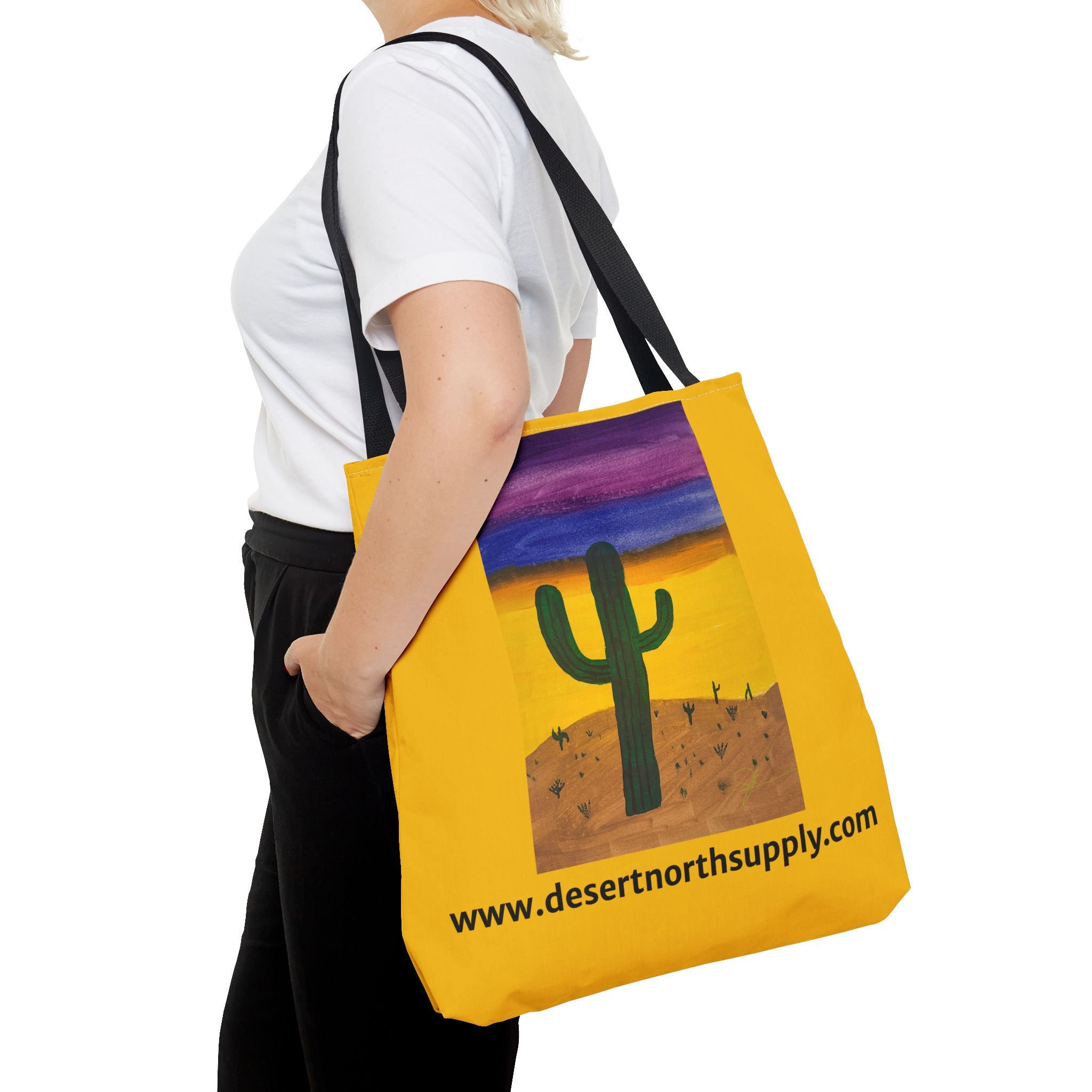 Desert Saguaro Cactus Canvas Tote Bag — "Alone" by John Ganger