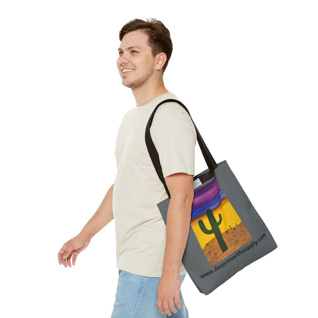 Desert Saguaro Cactus Canvas Tote Bag — "Alone" by John Ganger