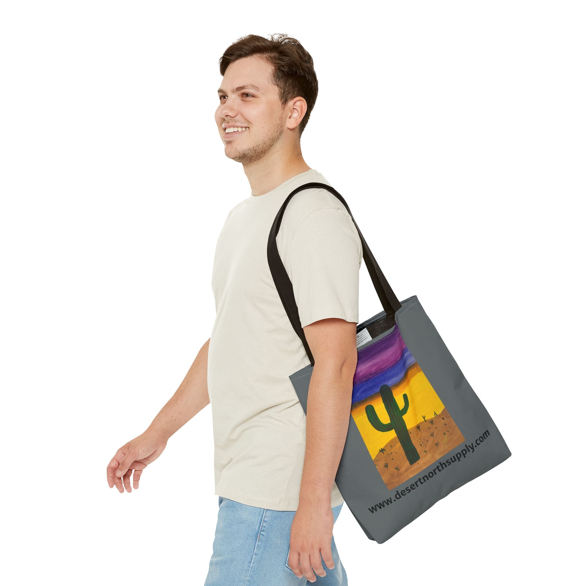 Desert Saguaro Cactus Canvas Tote Bag — "Alone" by John Ganger