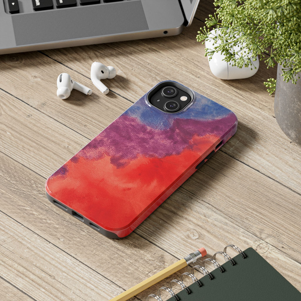 Red Purple Blue Abstract Phone Case | Colorful Geometric Art