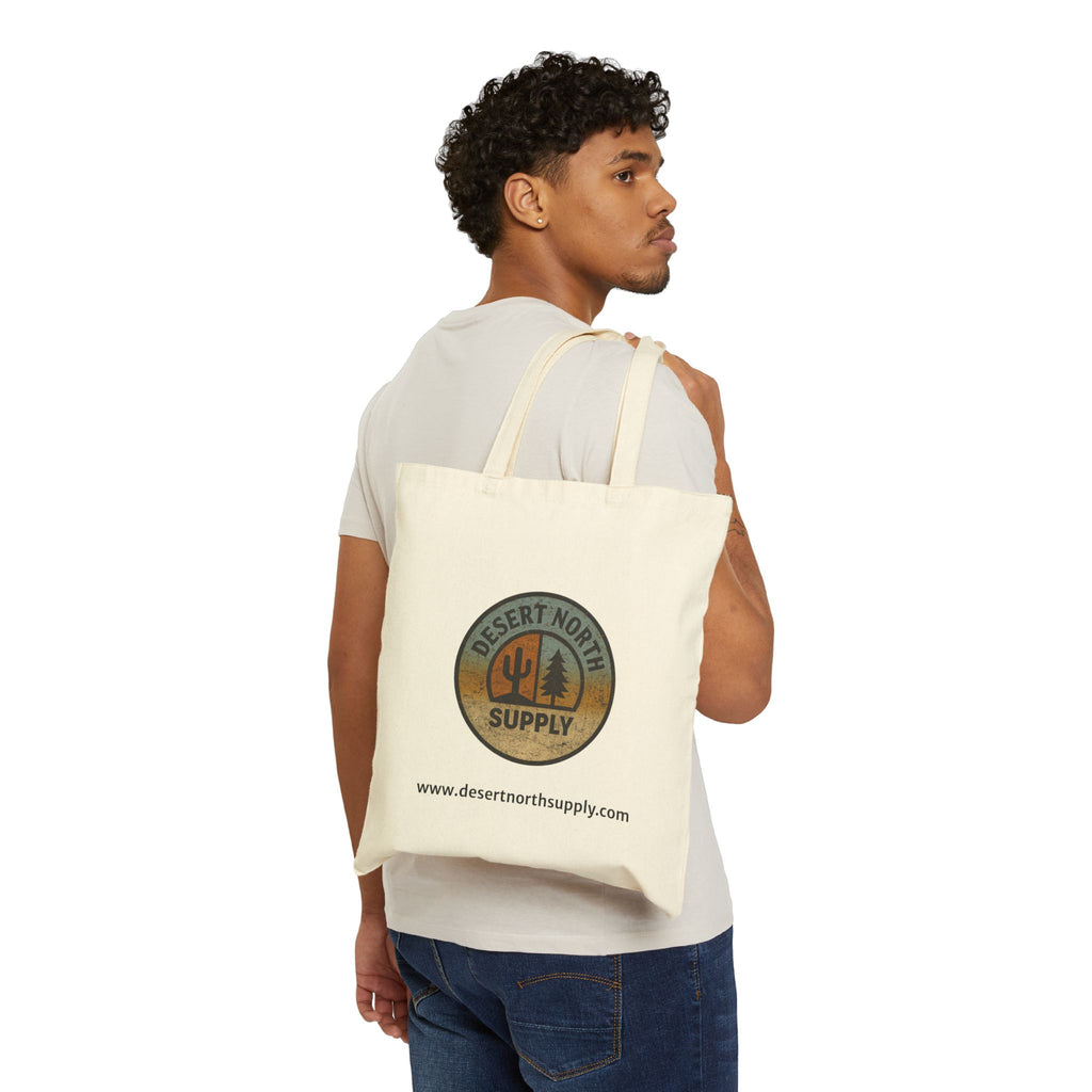 Desert North Supply Canvas Tote Bag - Rustic Outdoor Logo Grocery Shopper