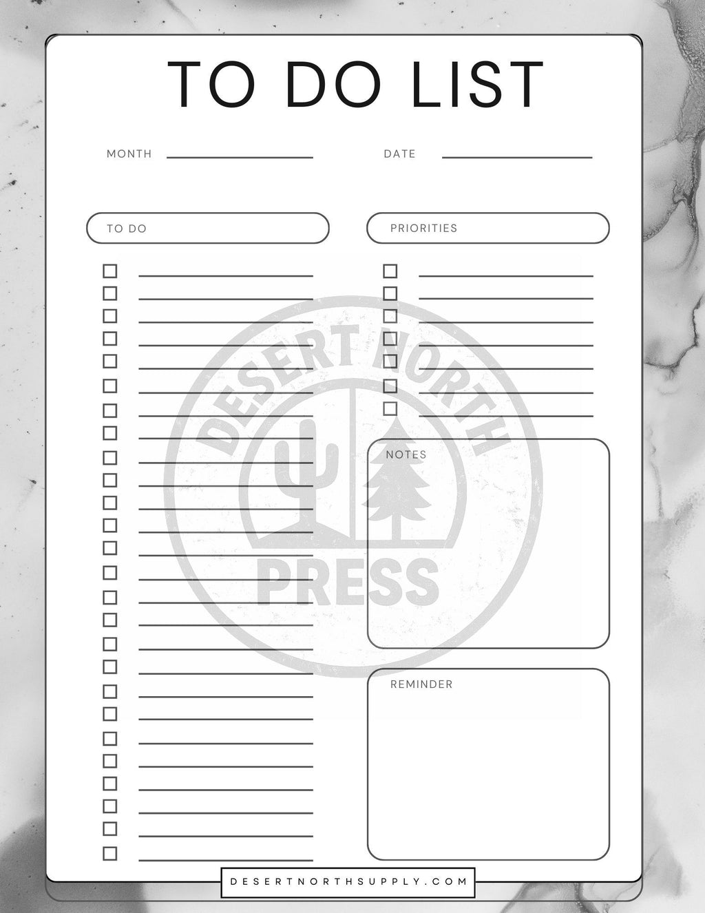 Printable To‑Do List Bundle (40 Pages) • 5 Aesthetic Styles • Goodnotes‑Ready Templates • Storms of Torment, Desert Sunset, Forest, Marble & Minimalist • Digital Download