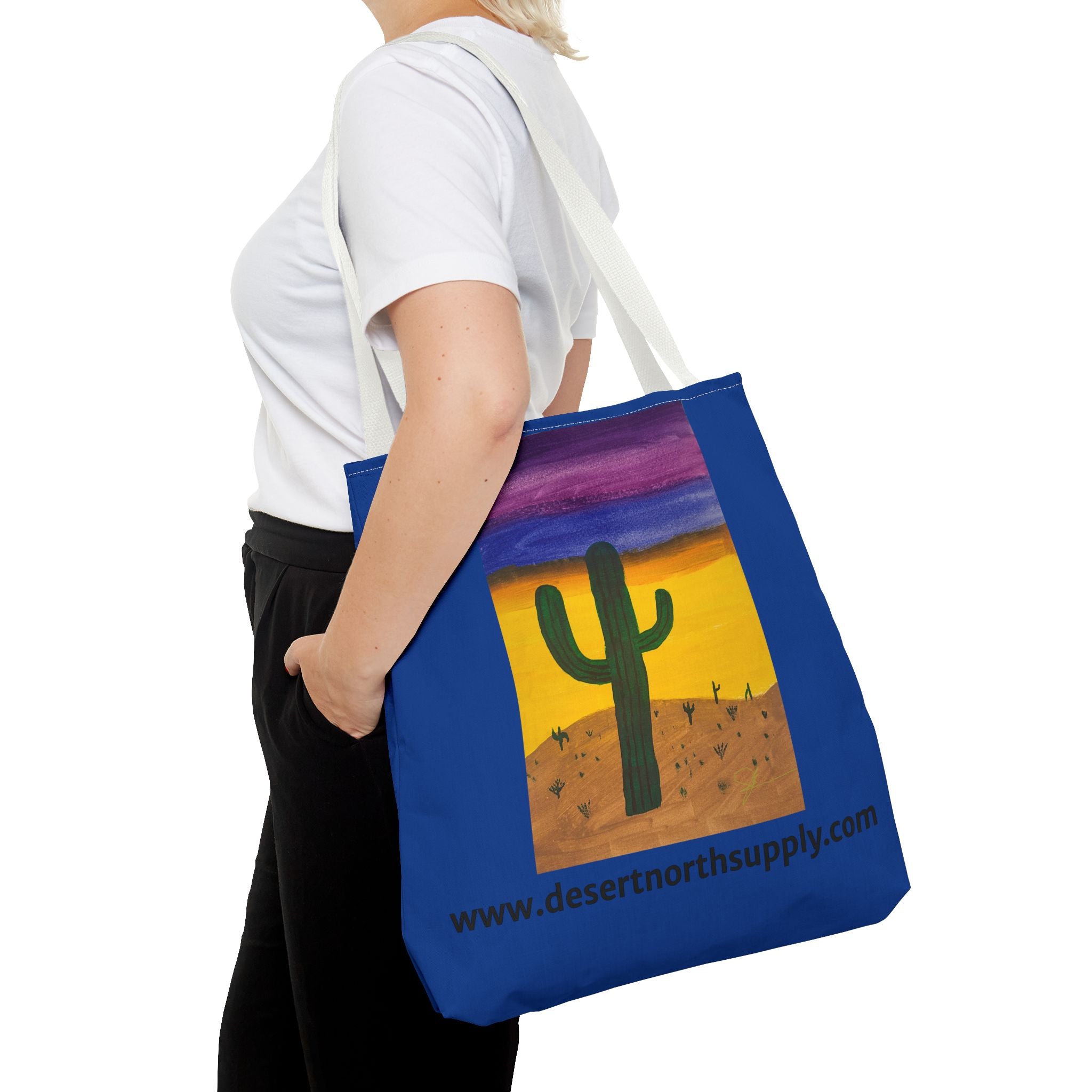 Desert Saguaro Cactus Canvas Tote Bag — "Alone" by John Ganger