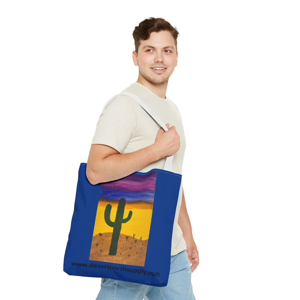 Desert Saguaro Cactus Canvas Tote Bag — "Alone" by John Ganger