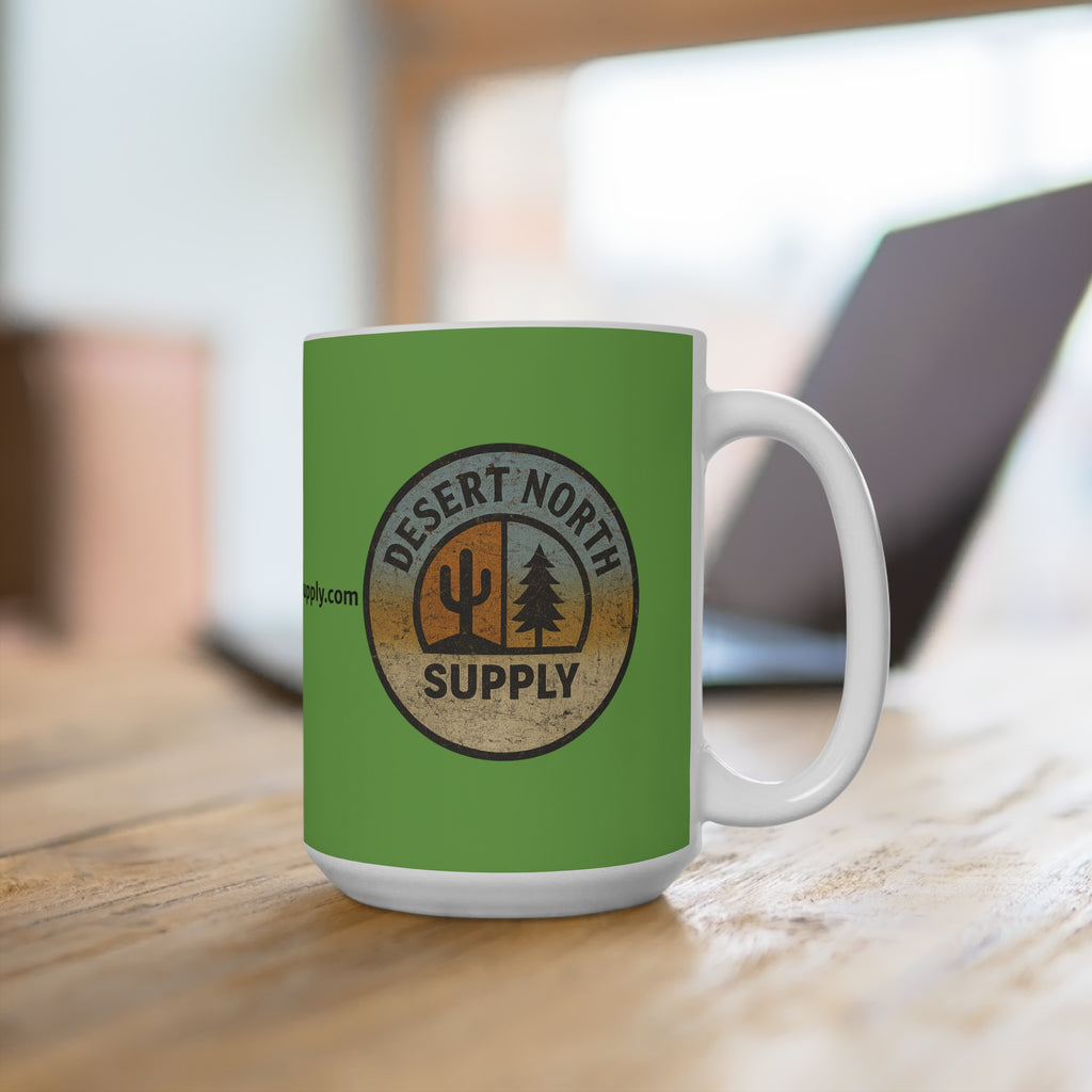 Desert North Supply Green 15oz Mug — Vintage Outdoor Camping Coffee Cup