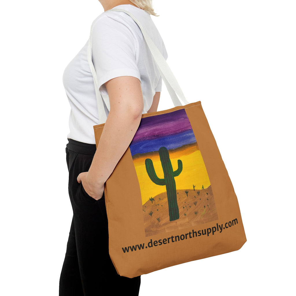 Desert Saguaro Cactus Canvas Tote Bag — "Alone" by John Ganger
