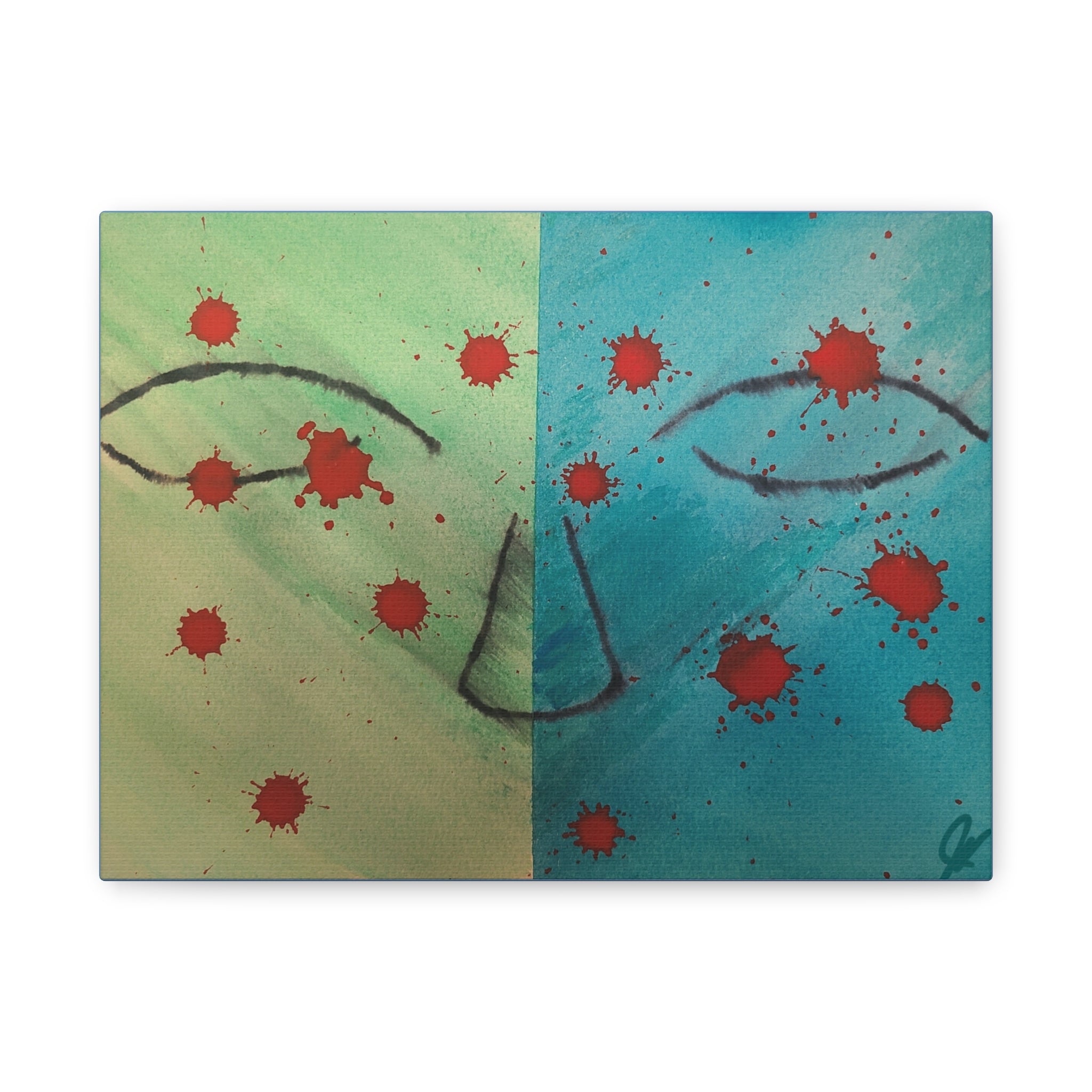 Abstract Split-Face Canvas Art - "Thoughts" Original Art by John Ganger