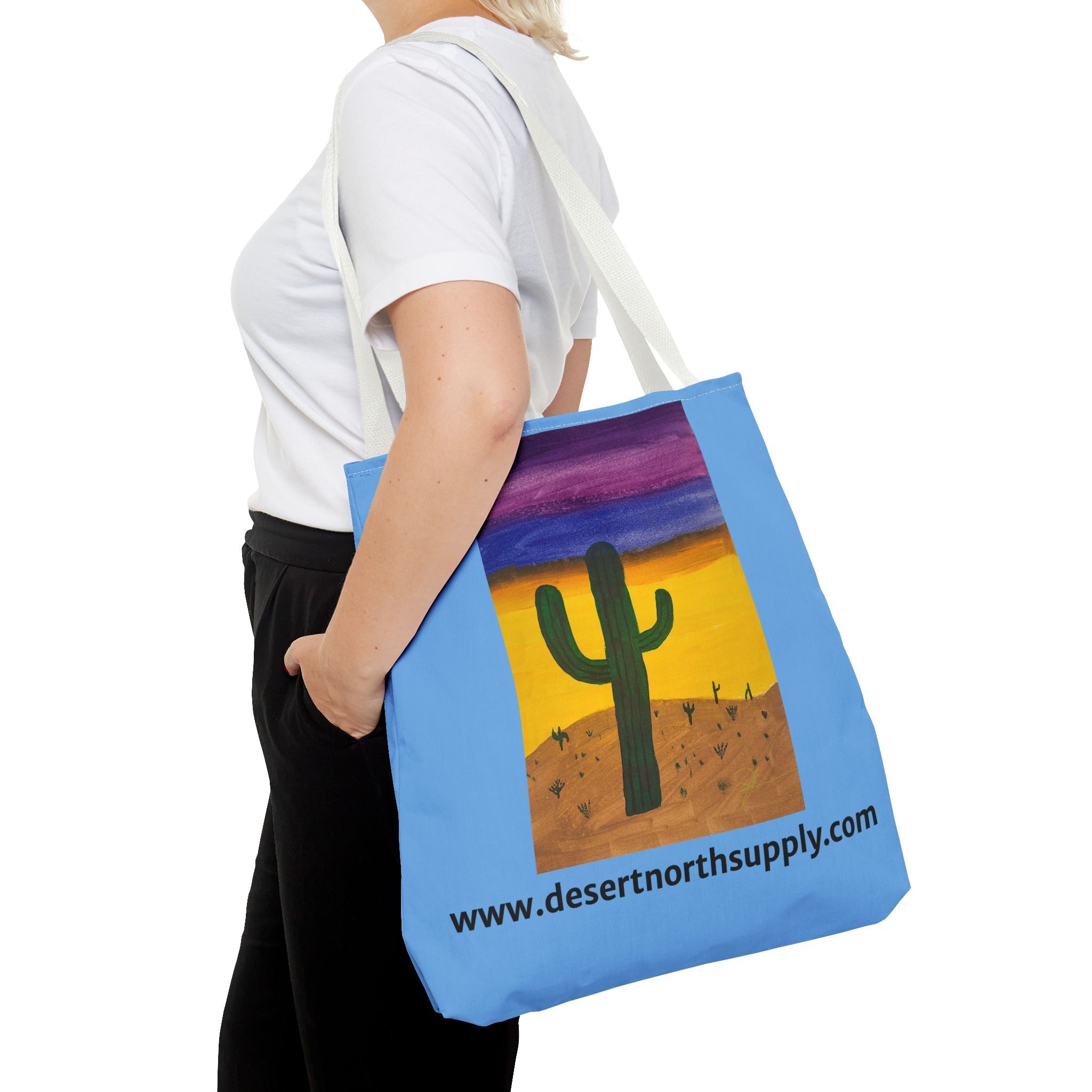 Desert Saguaro Cactus Canvas Tote Bag — "Alone" by John Ganger