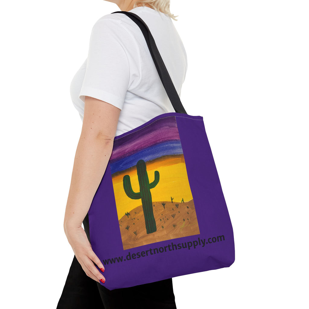 Desert Saguaro Cactus Canvas Tote Bag — "Alone" by John Ganger