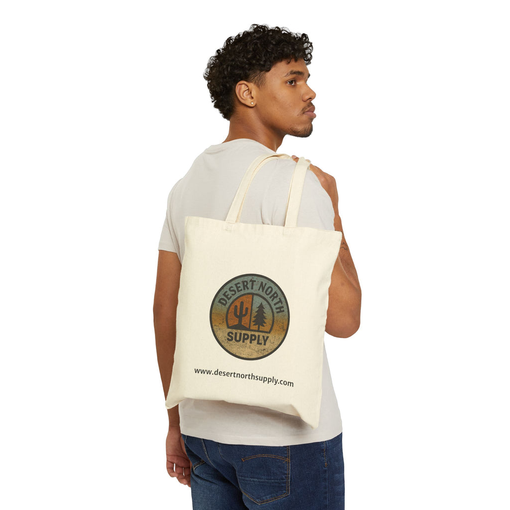 Desert North Supply Canvas Tote Bag - Rustic Outdoor Logo Grocery Shopper