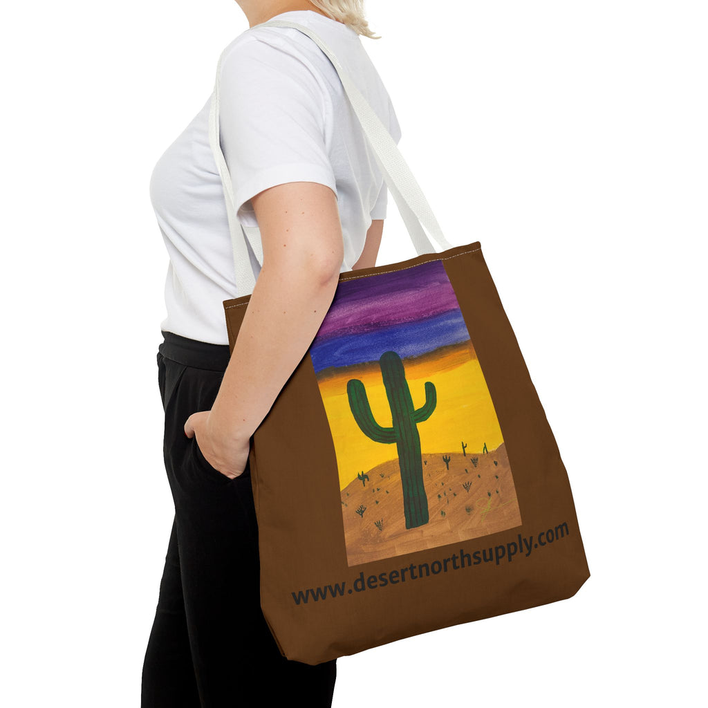 Desert Saguaro Cactus Canvas Tote Bag — "Alone" by John Ganger