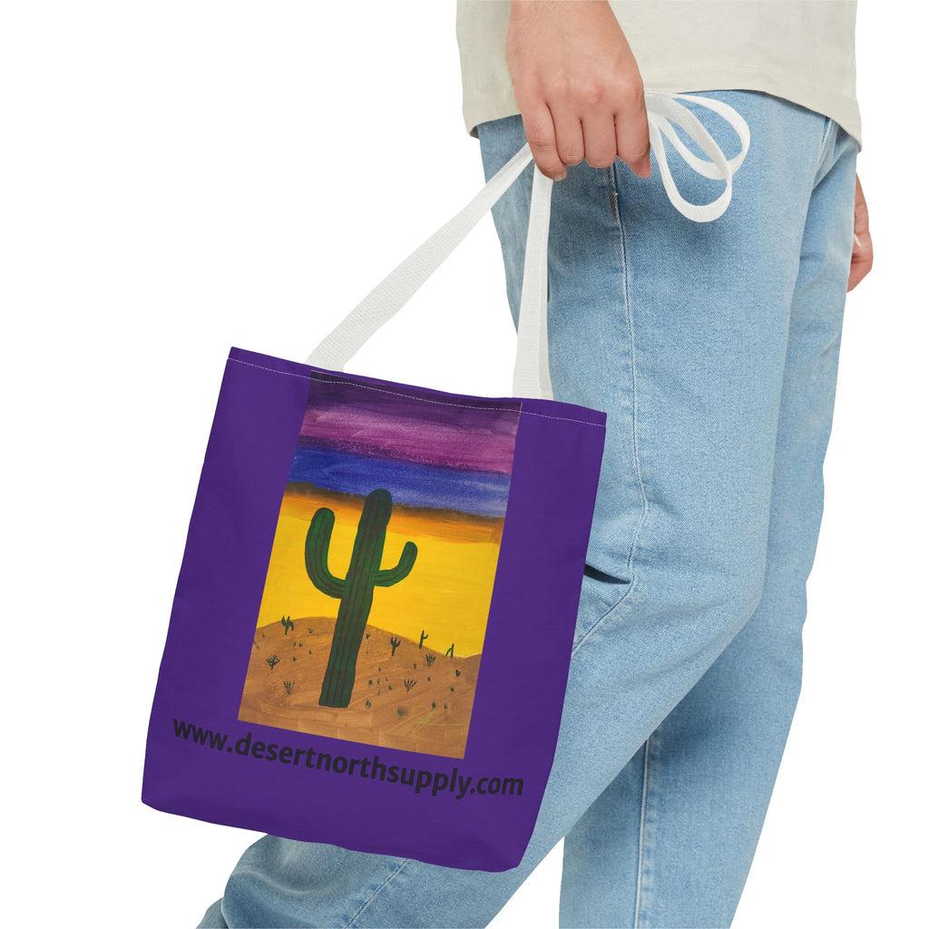 Desert Saguaro Cactus Canvas Tote Bag — "Alone" by John Ganger
