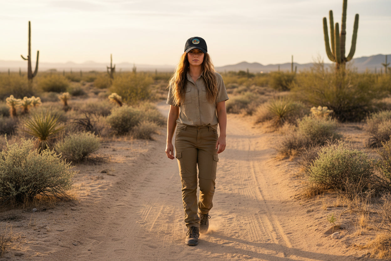 Desert North Supply Distressed Cap — Retro Sunset Cactus Logo Hat