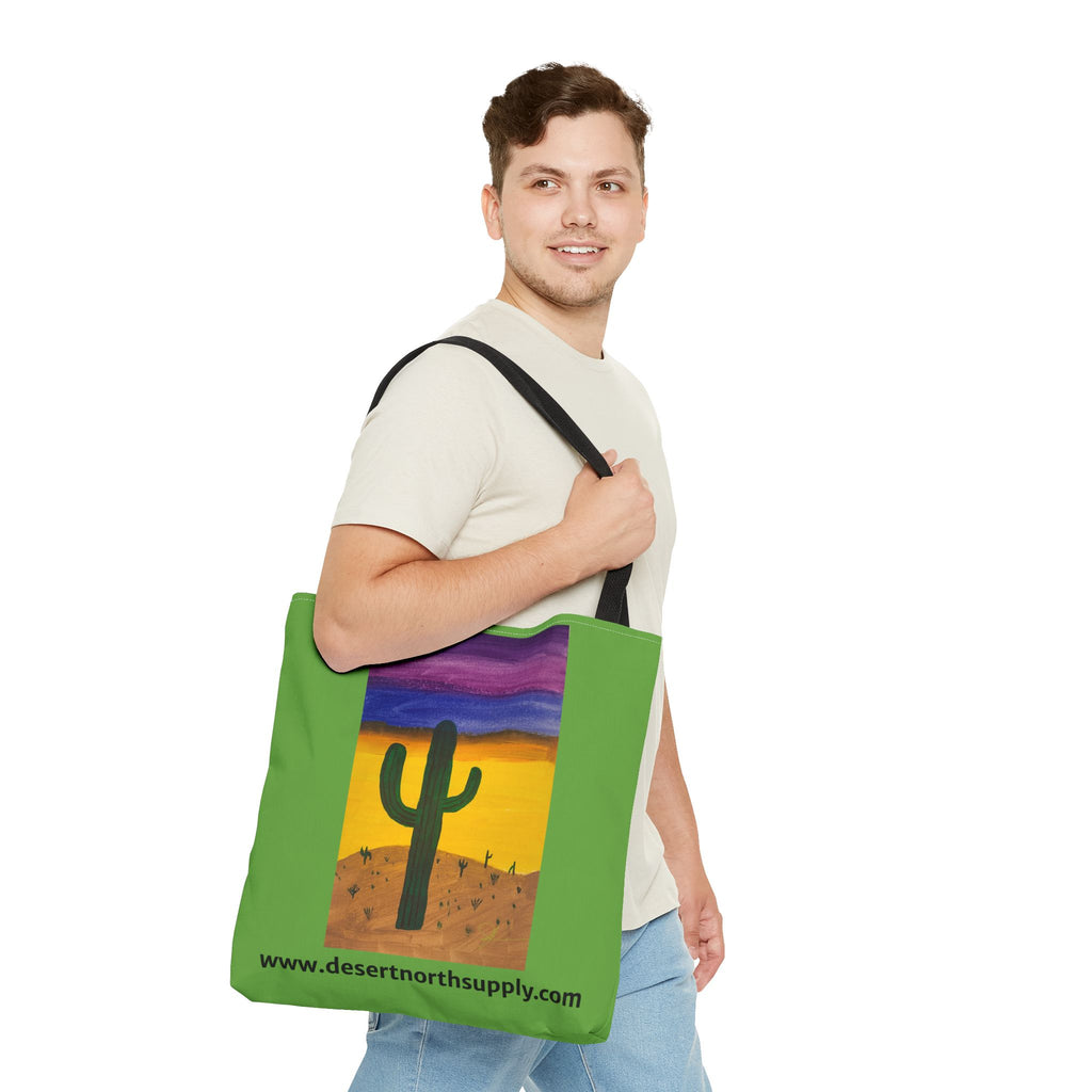 Desert Saguaro Cactus Canvas Tote Bag — "Alone" by John Ganger