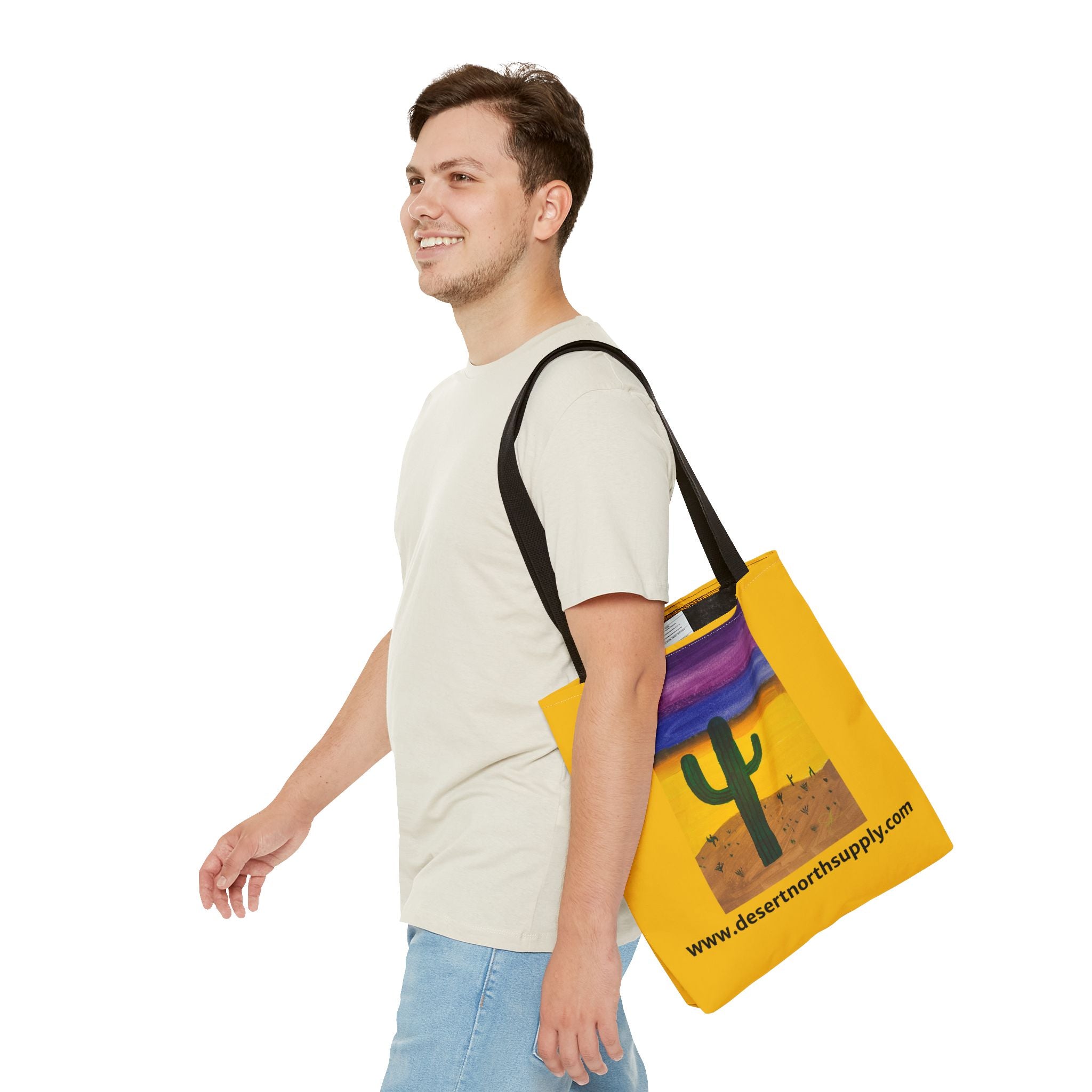 Desert Saguaro Cactus Canvas Tote Bag — "Alone" by John Ganger