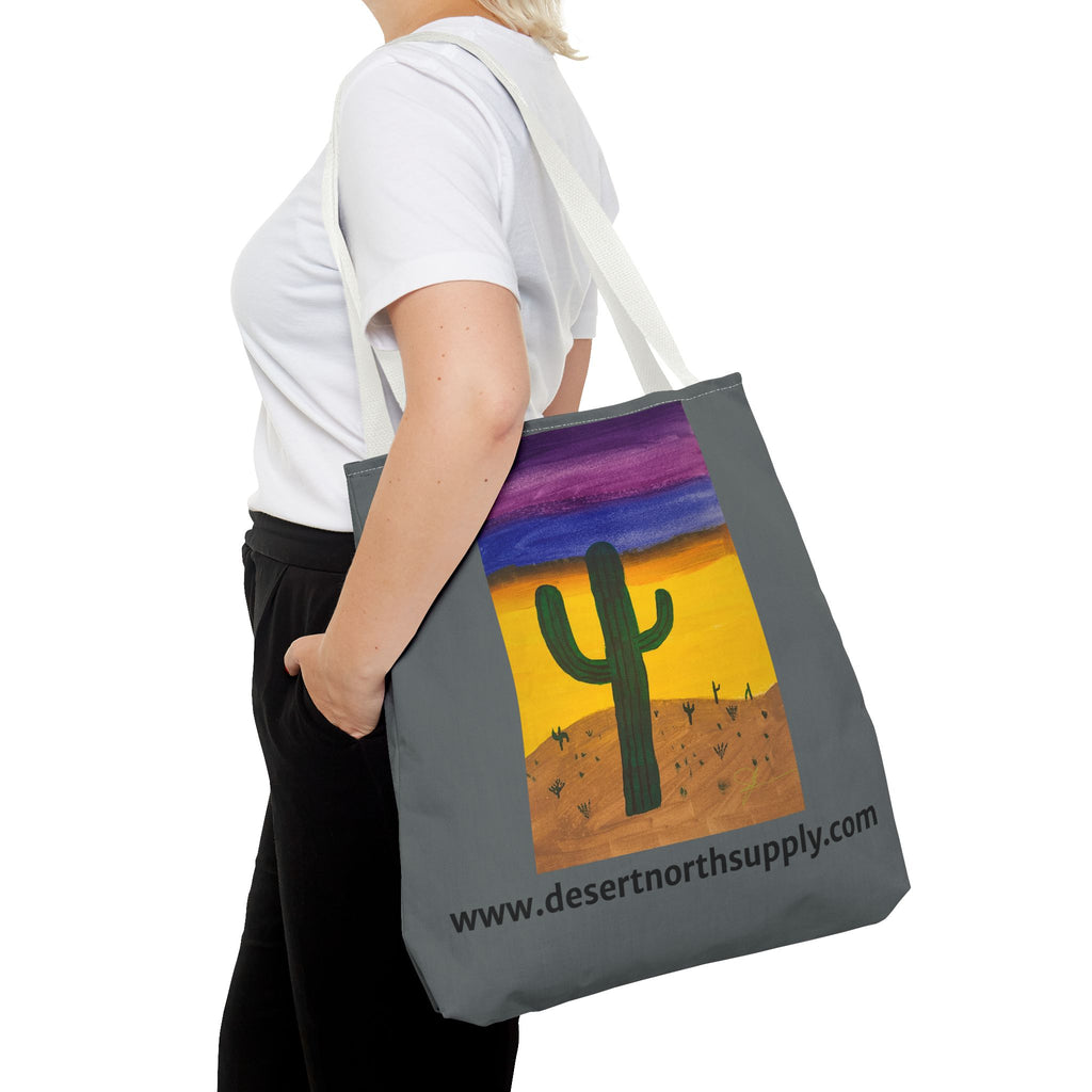 Desert Saguaro Cactus Canvas Tote Bag — "Alone" by John Ganger