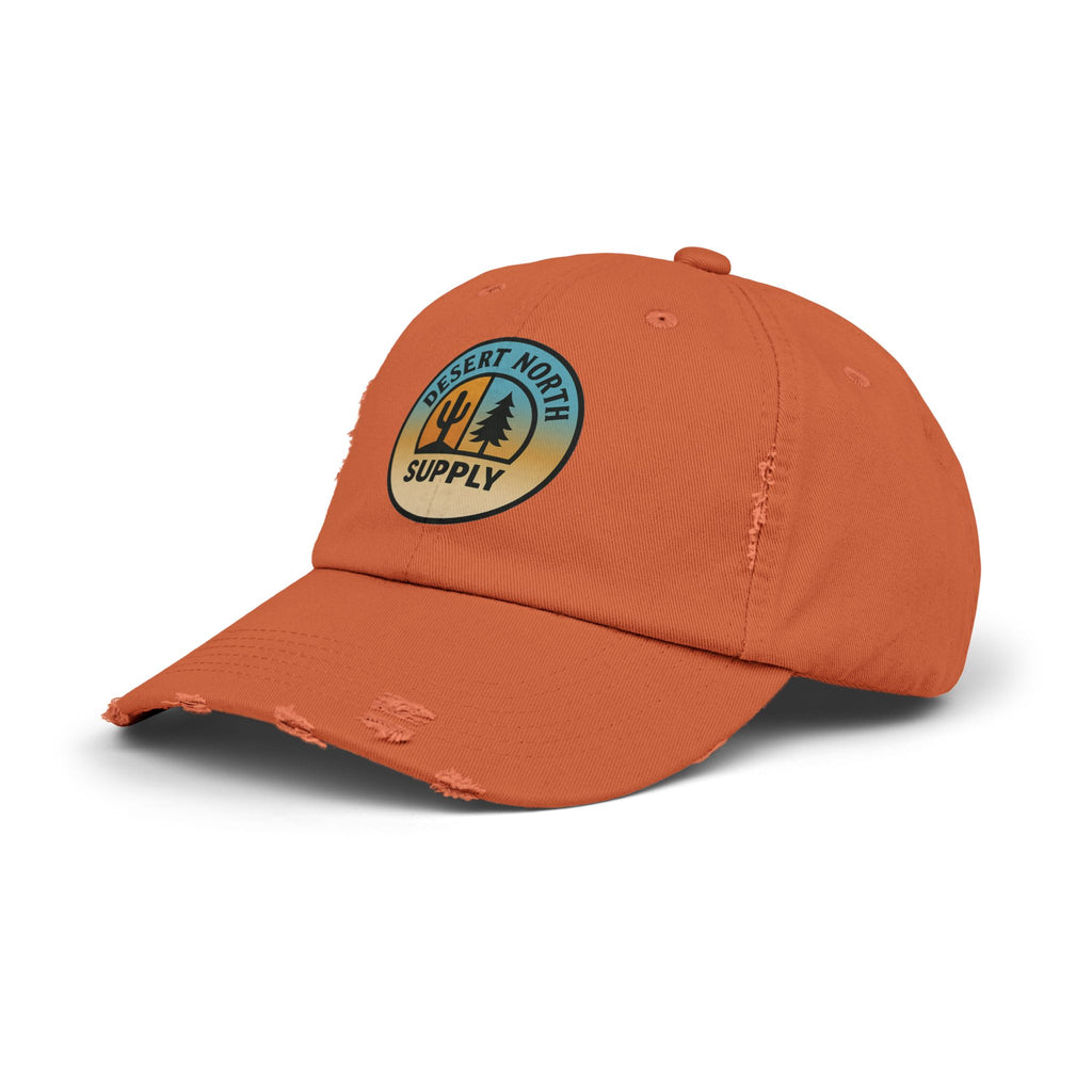Desert North Supply Distressed Cap — Retro Sunset Cactus Logo Hat