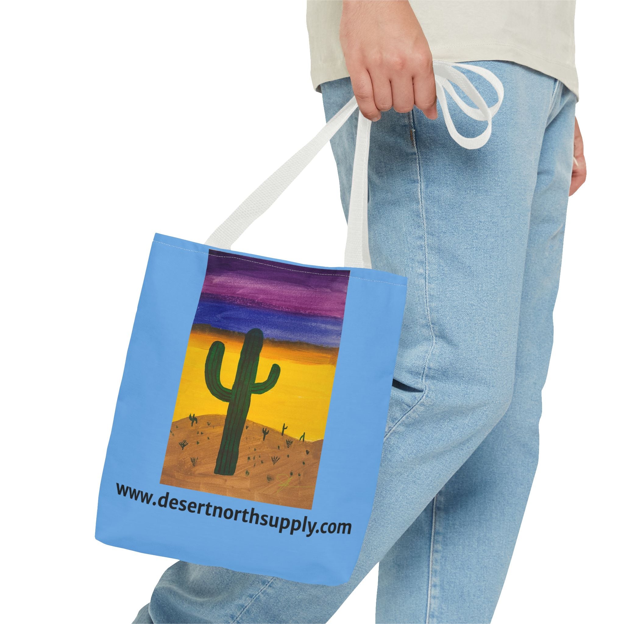 Desert Saguaro Cactus Canvas Tote Bag — "Alone" by John Ganger