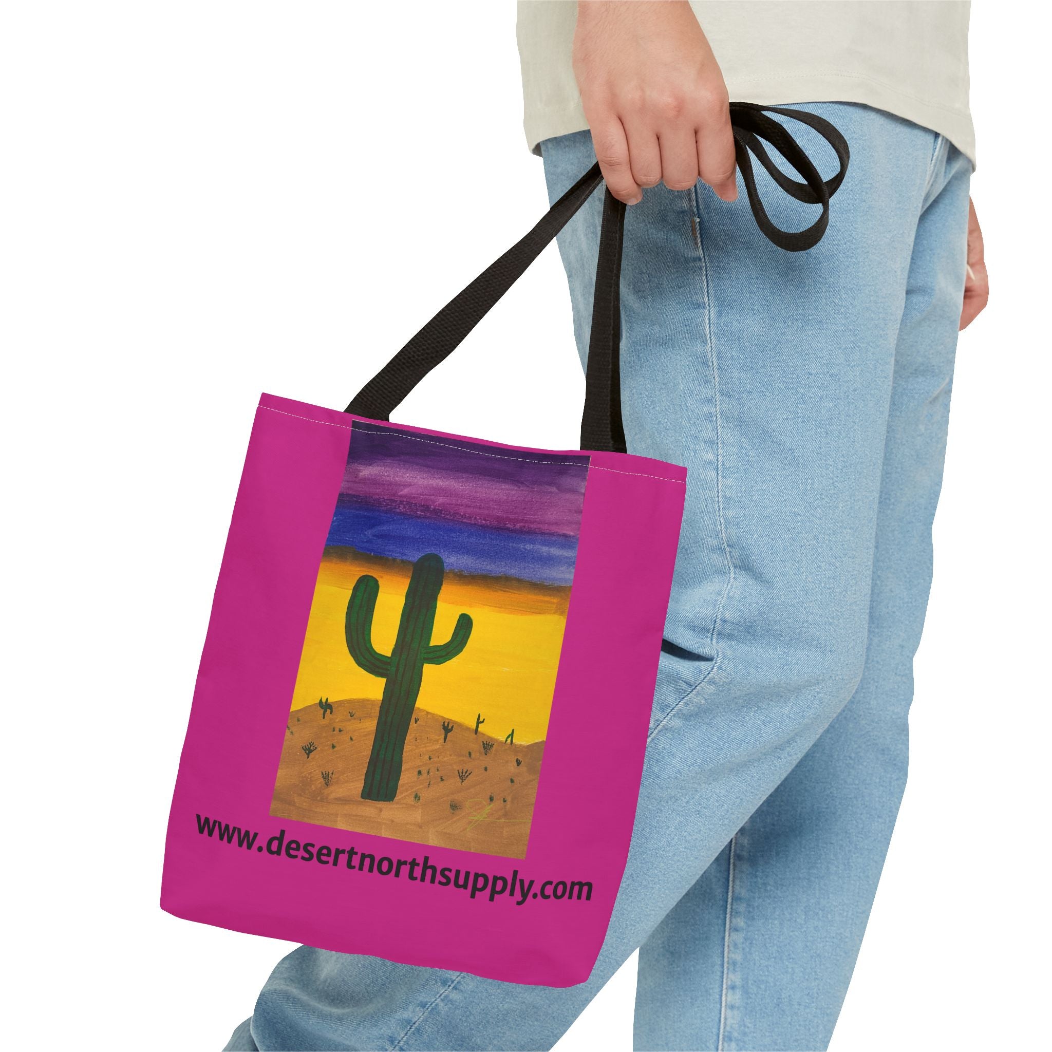 Desert Saguaro Cactus Canvas Tote Bag — "Alone" by John Ganger