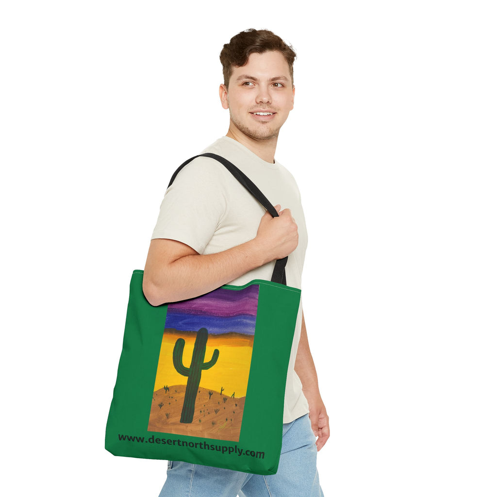 Desert Saguaro Cactus Canvas Tote Bag — "Alone" by John Ganger