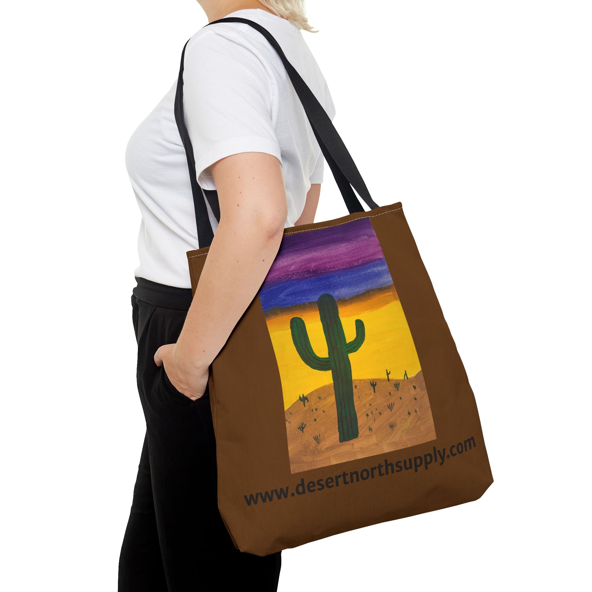 Desert Saguaro Cactus Canvas Tote Bag — "Alone" by John Ganger