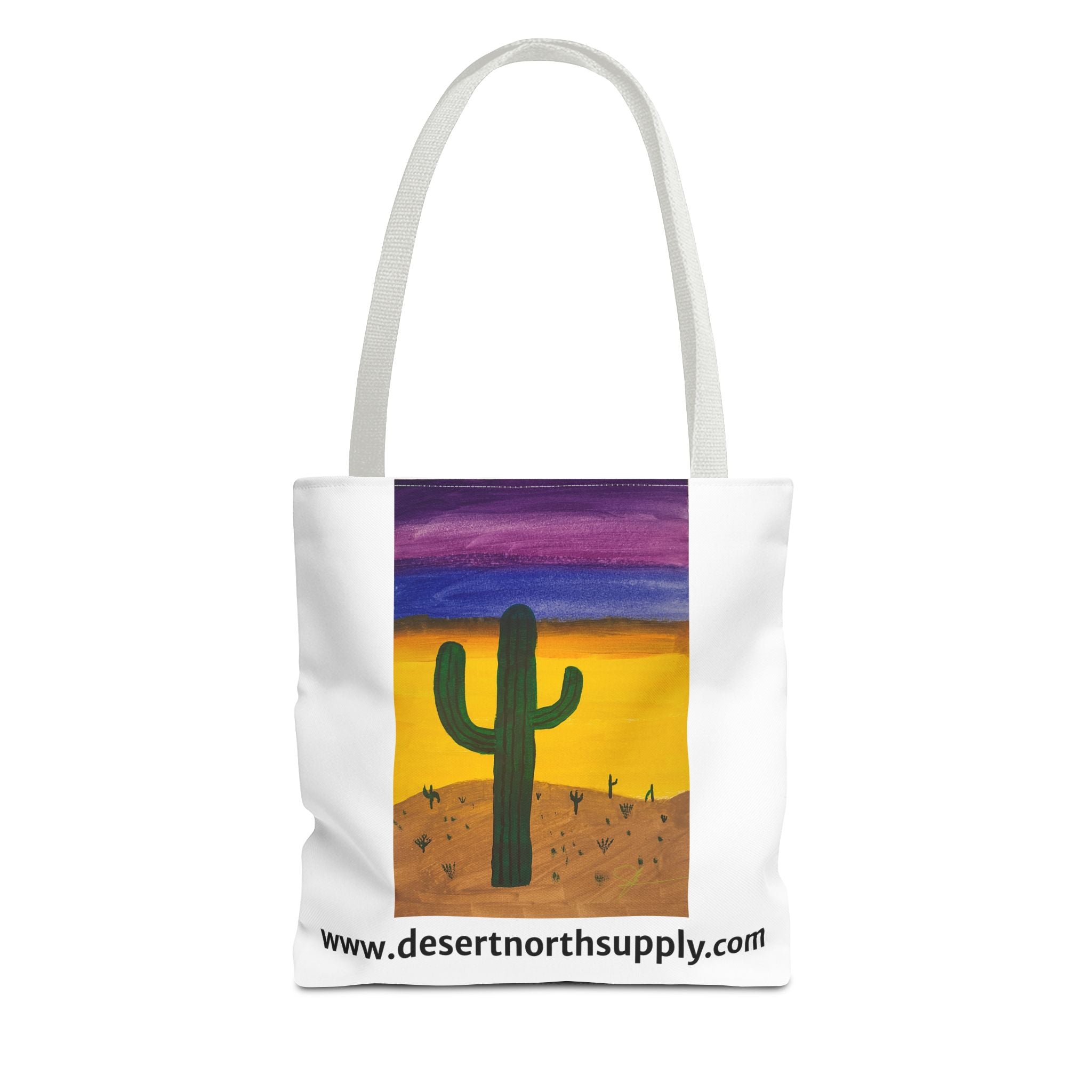 Desert Saguaro Cactus Canvas Tote Bag — "Alone" by John Ganger