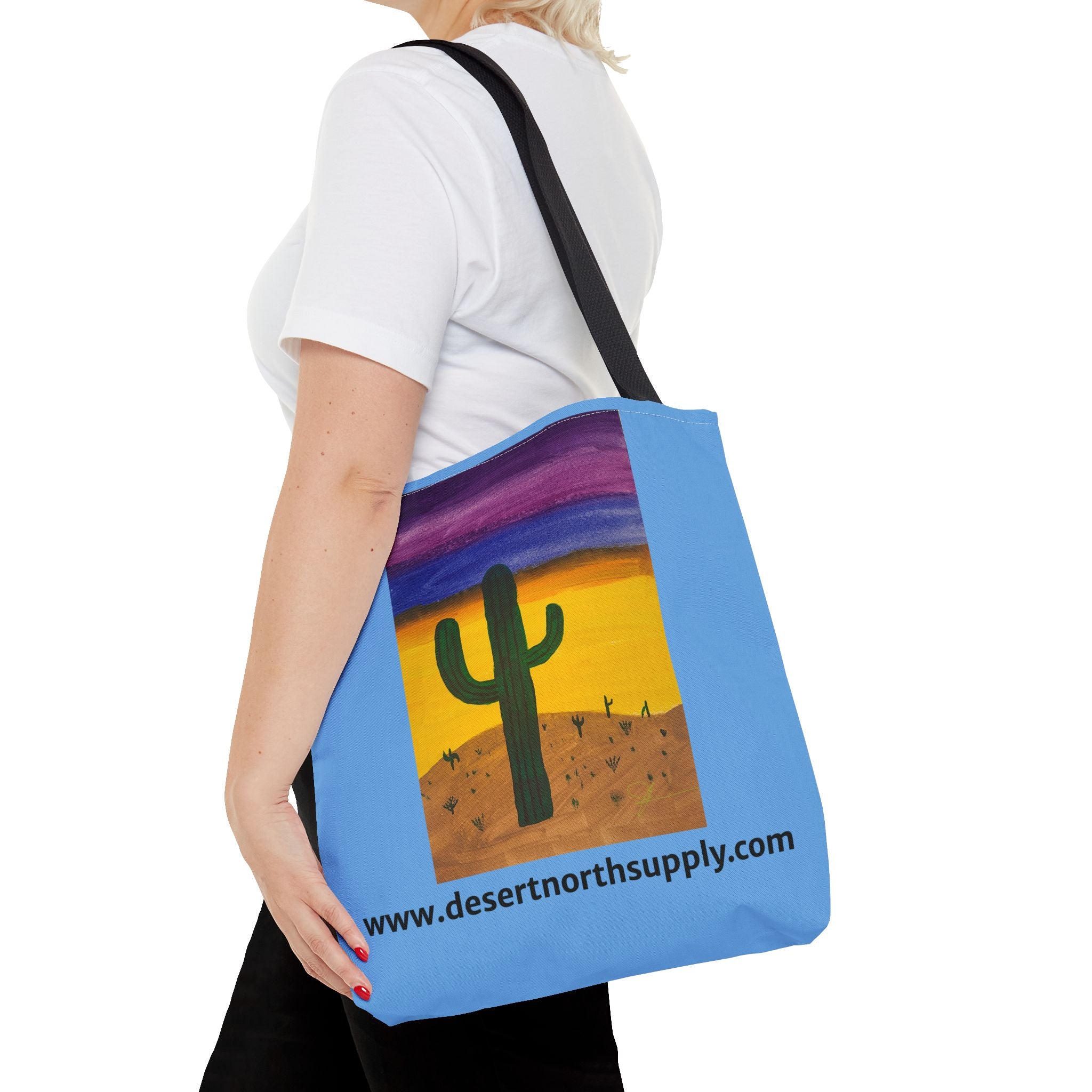 Desert Saguaro Cactus Canvas Tote Bag — "Alone" by John Ganger