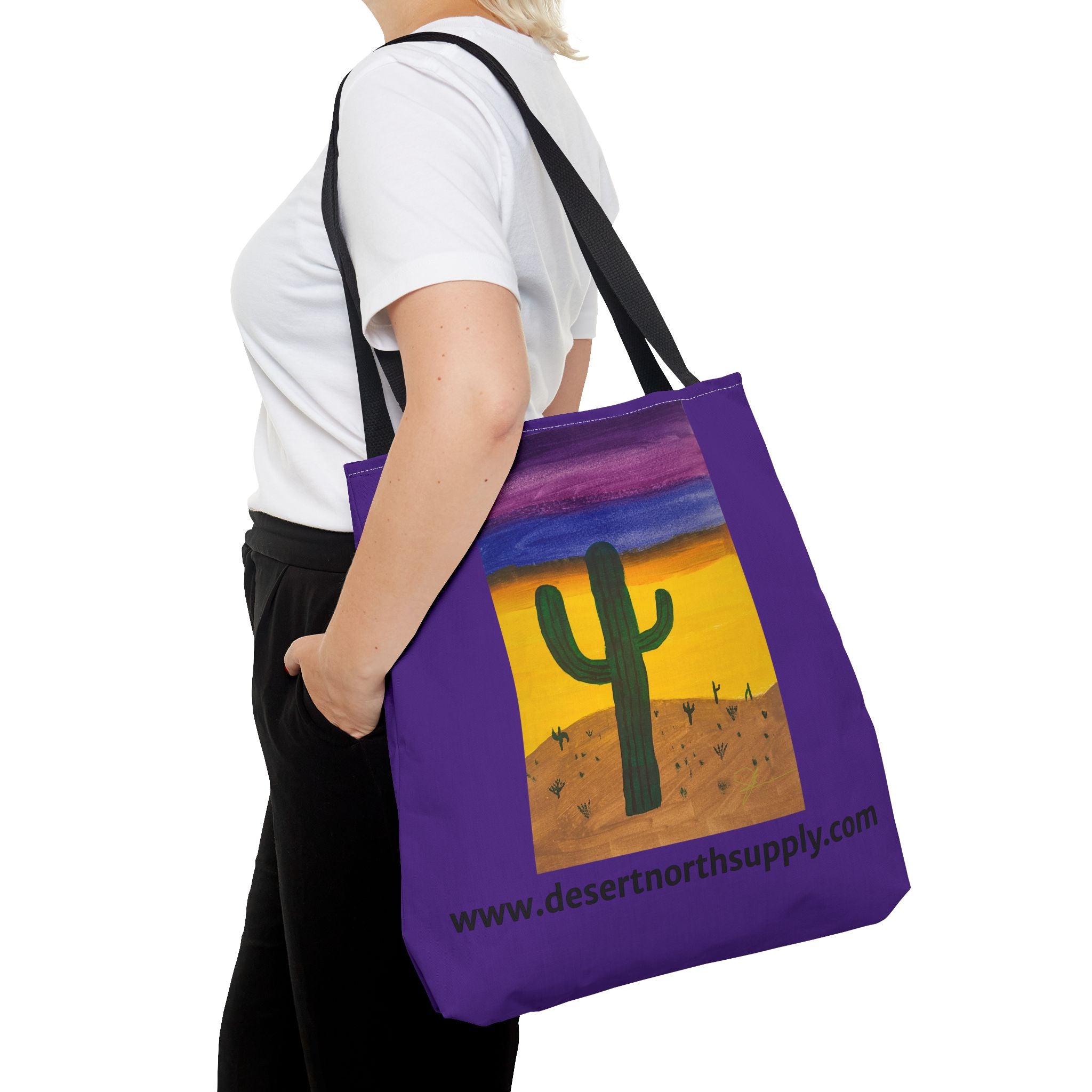 Desert Saguaro Cactus Canvas Tote Bag — "Alone" by John Ganger