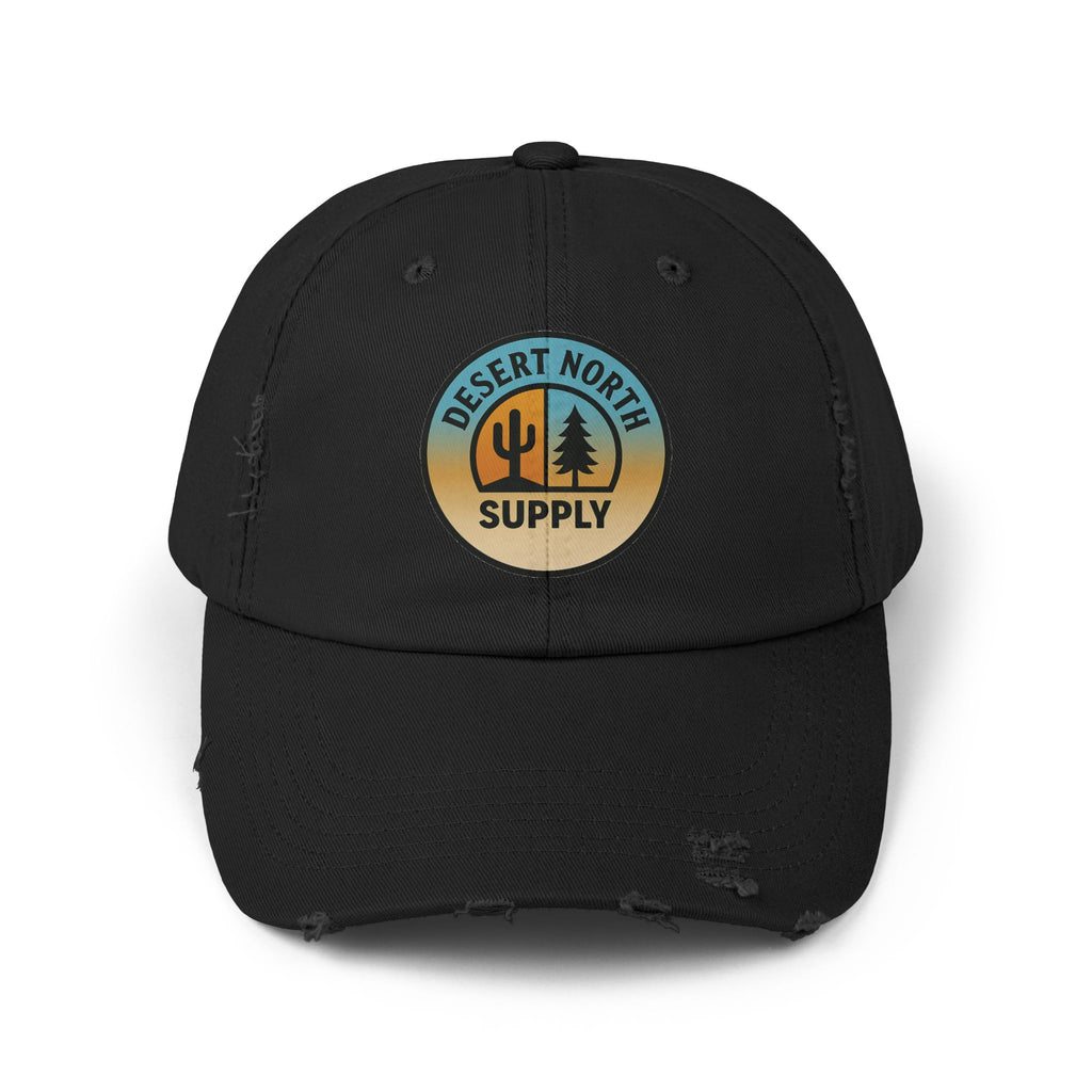 Desert North Supply Distressed Cap — Retro Sunset Cactus Logo Hat