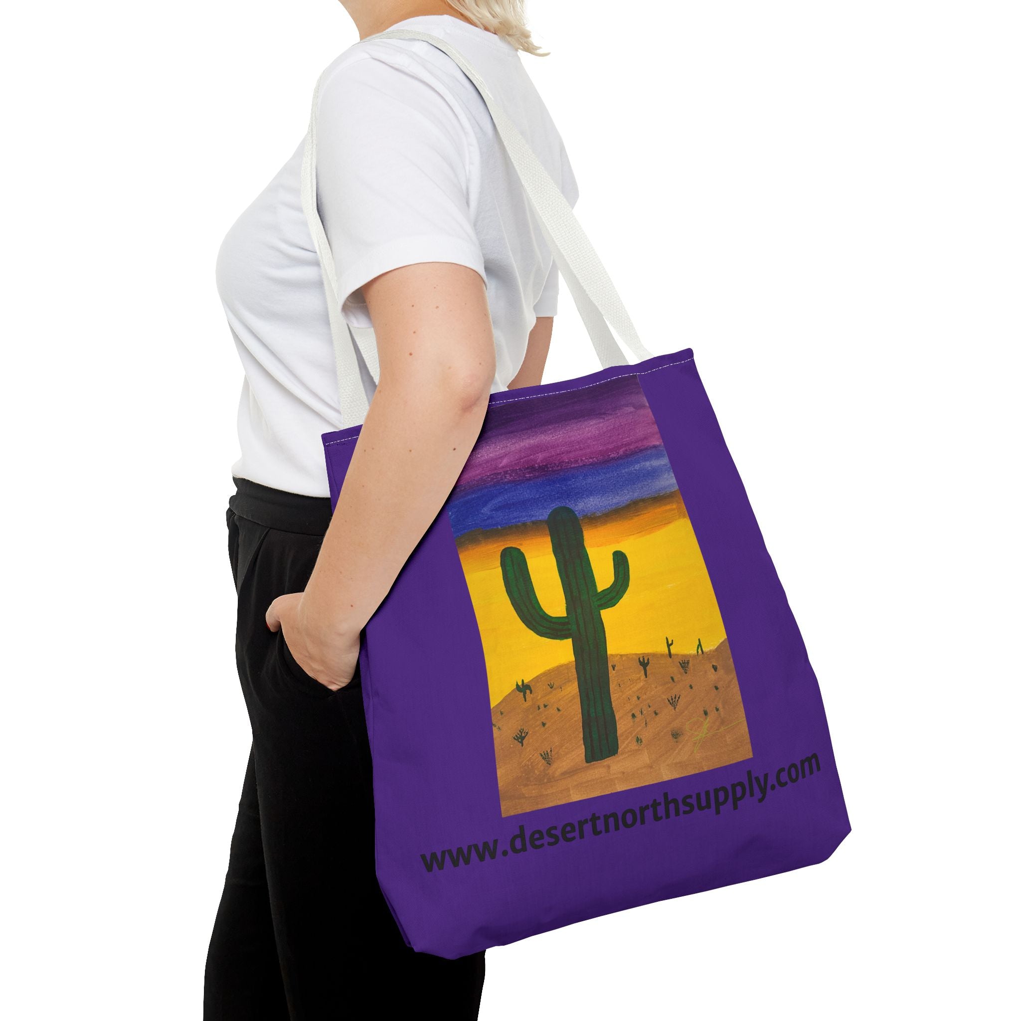 Desert Saguaro Cactus Canvas Tote Bag — "Alone" by John Ganger