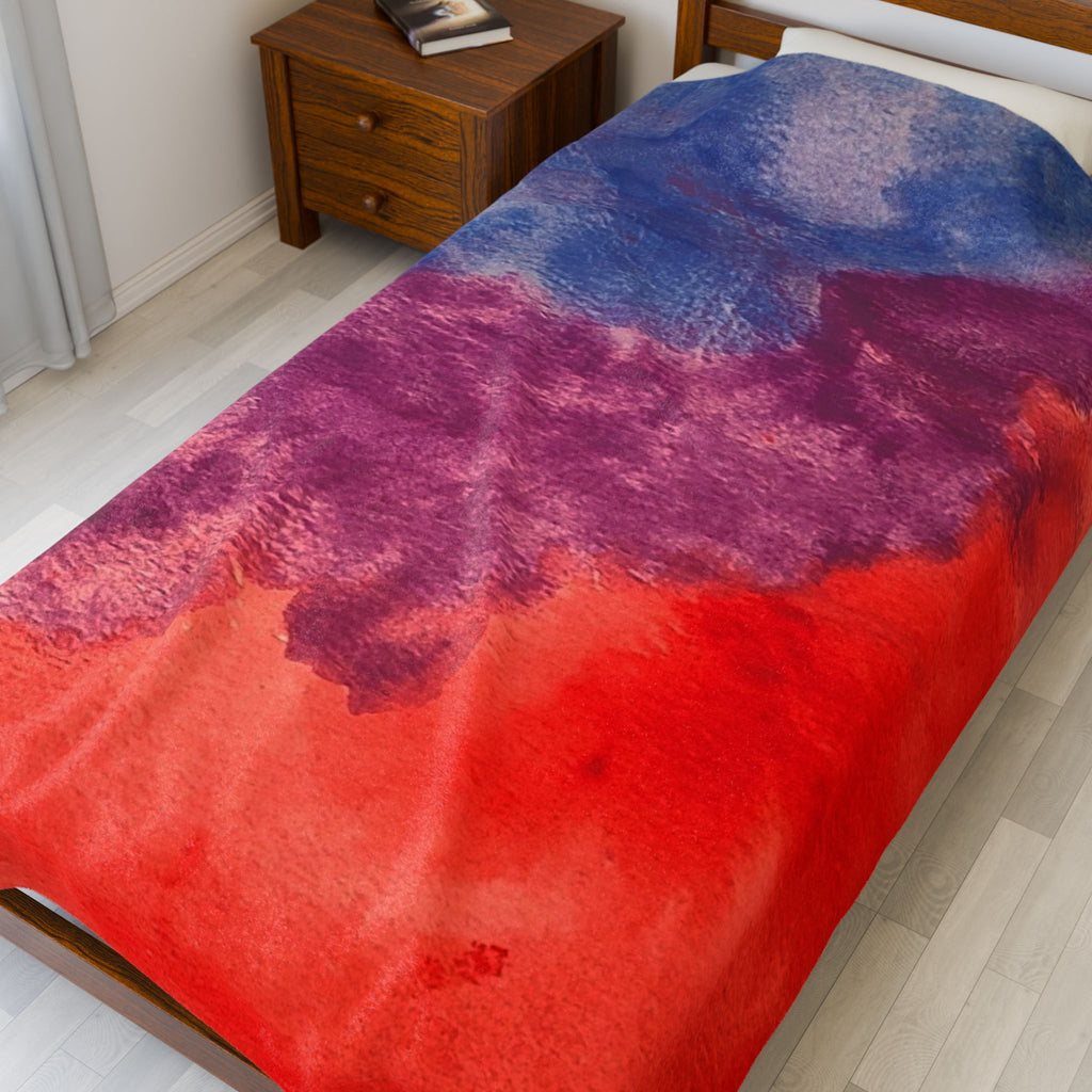 Velveteen Plush Blanket - "The Line Between" Watercolor, Original John Ganger Art